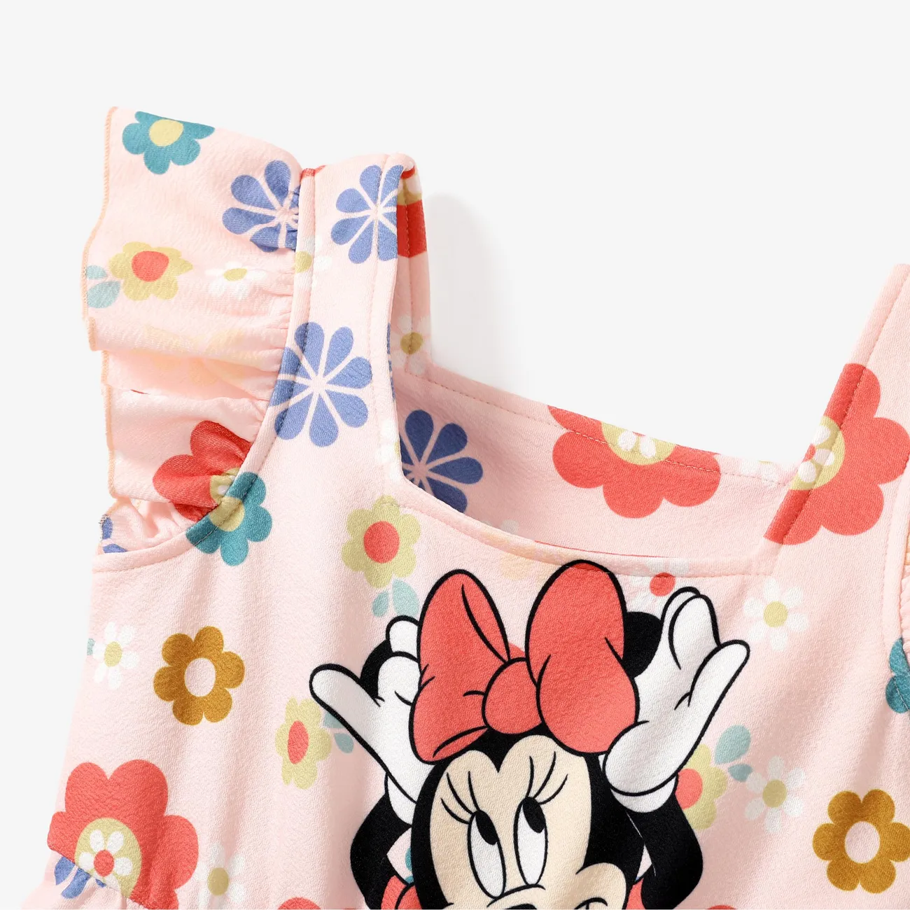 Disney Mickey and Friends 大童 女 荷葉邊 植物花卉 連衣裙 粉色 big image 1