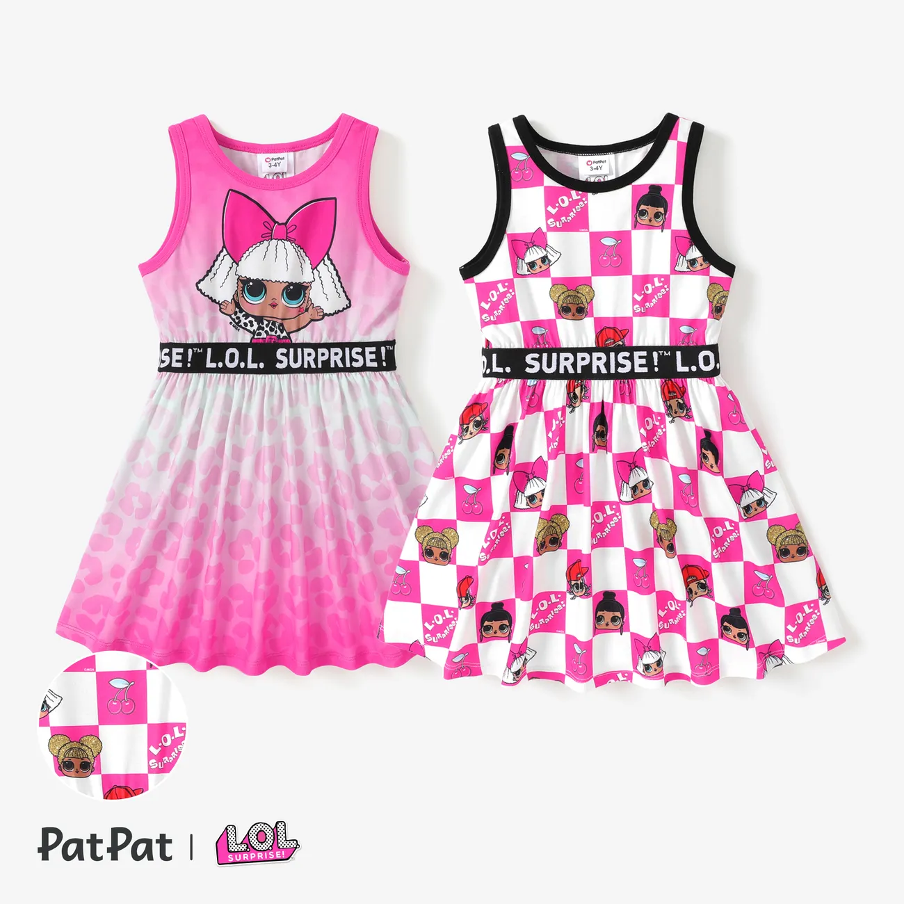 PAW Patrol Little Girl Web Gradient Pattern Sleeveless Dress or Checkerboard All-over Pattern Dress Multi-color big image 1