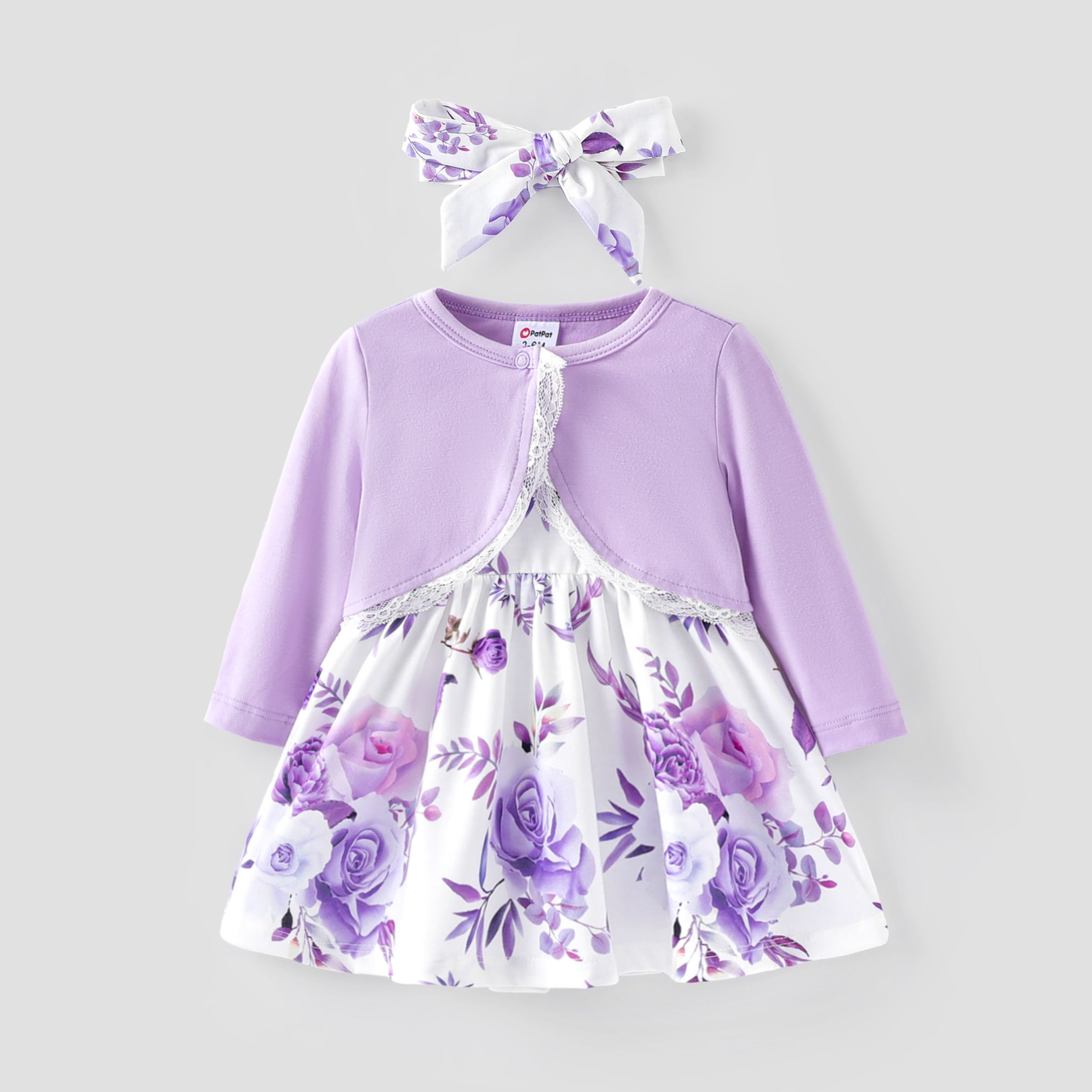 Baby Girl 3pcs Cardigan And Floral Pattern Cami Dress And Headband Set/ Prewalker Shoes