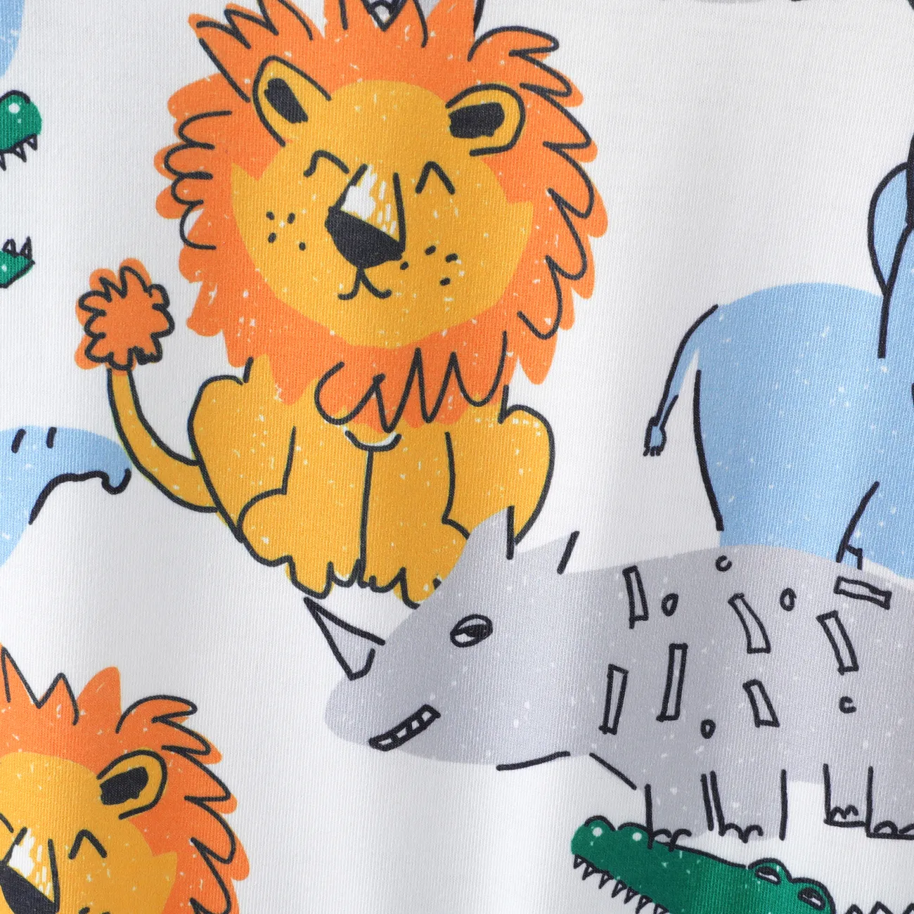 Baby Boy 2pcs Naia Lion Print Romper and Bib Set Multicolour-1 big image 1
