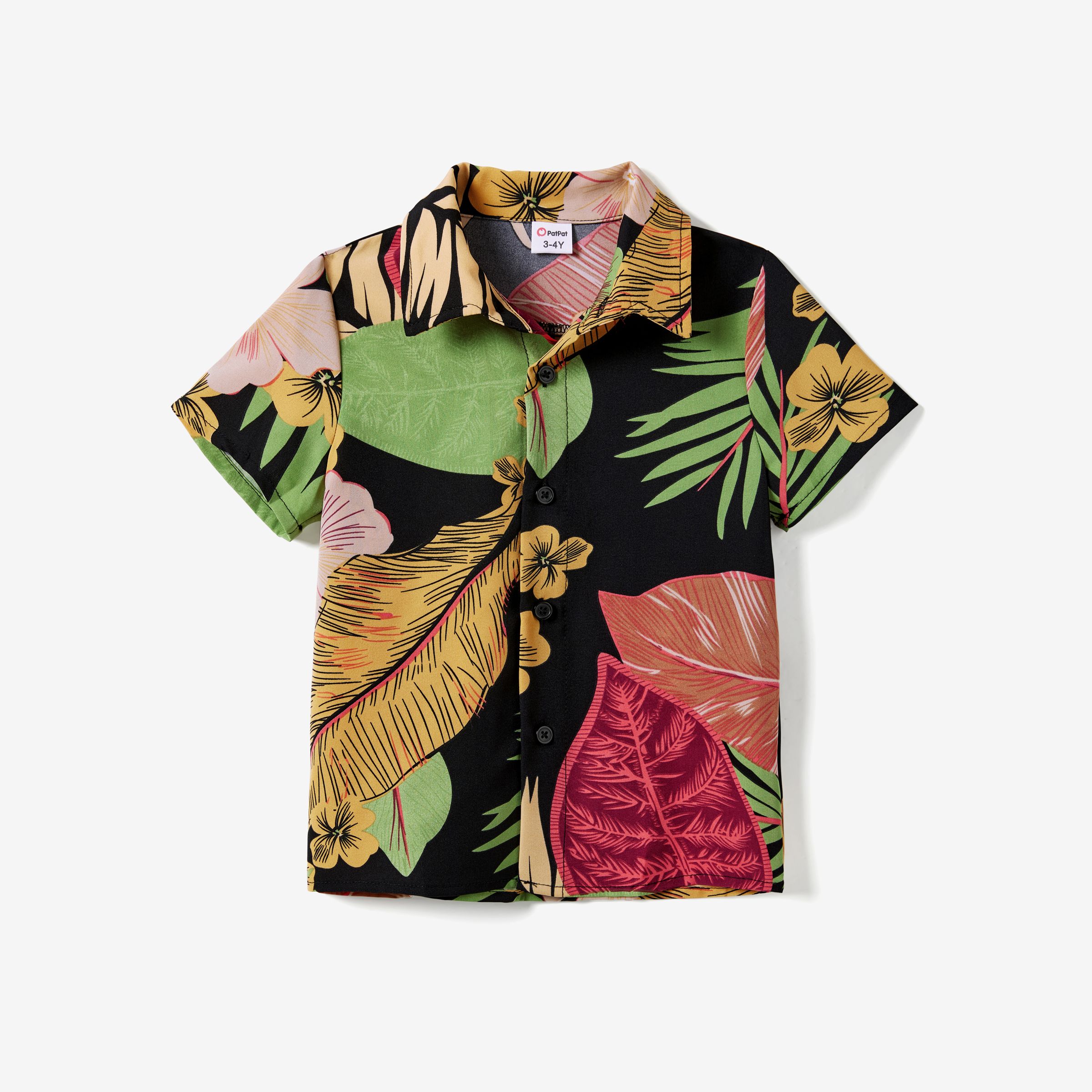 Family Matching Floral Beach Shirt and Split Hem Shirred Strap Dress Sets