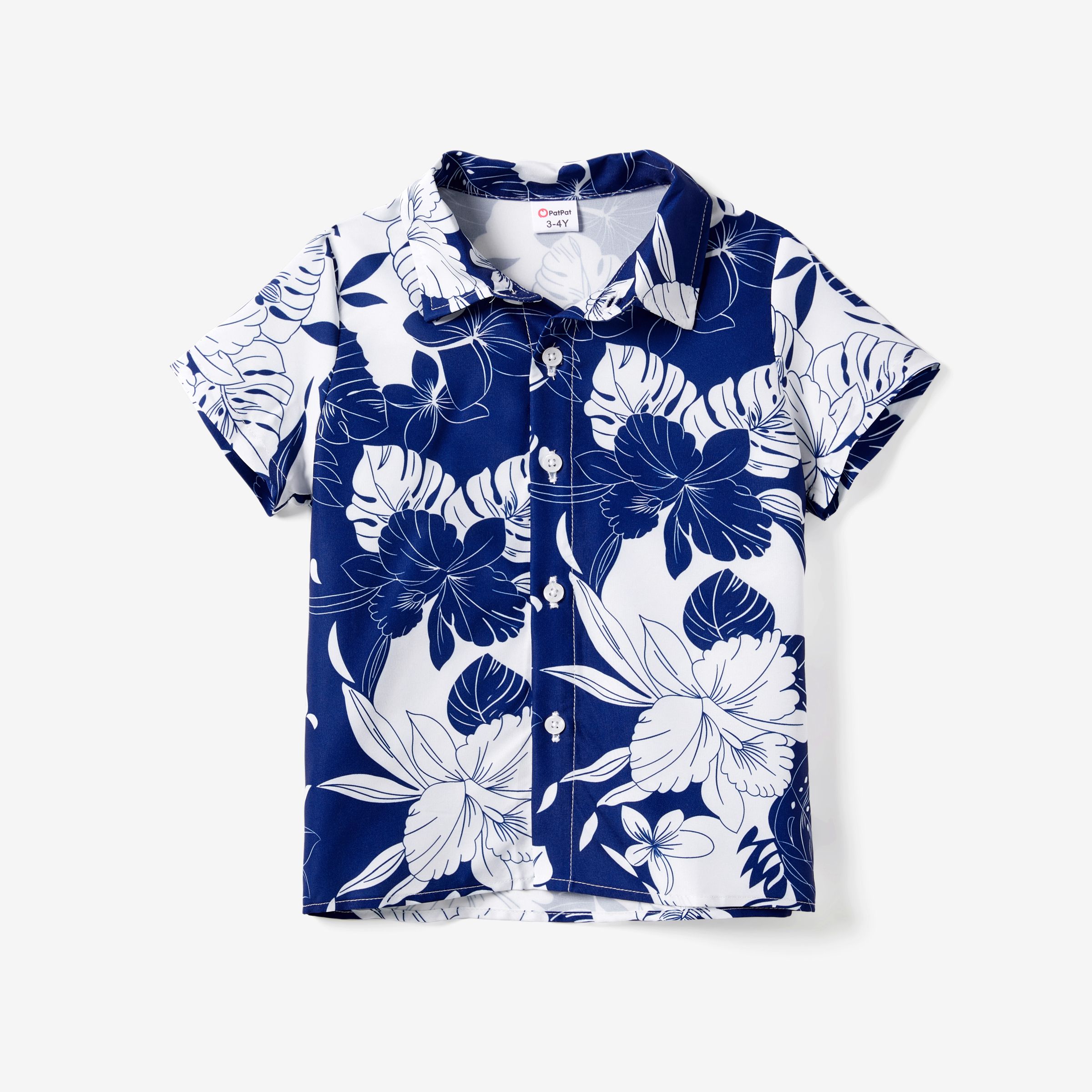 Family Matching Floral Beach Shirt And A-Line Ruffle Hem Strap Dress Sets