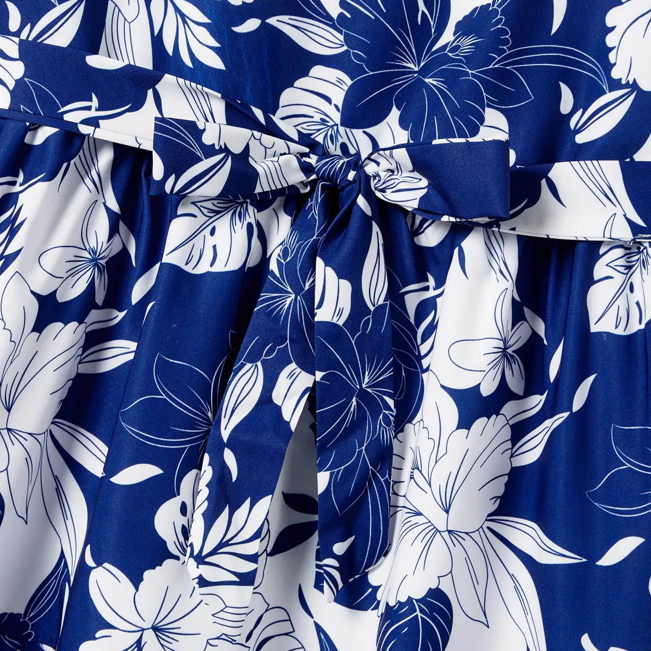 Pascua Looks familiares Plantas y flores tropicales Camiseta sin mangas Conjuntos combinados para familia Conjuntos azul real big image 1