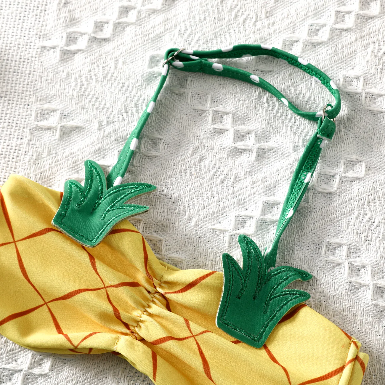 3 pezzi Neonato Ragazza Bordo volant Ananas Infantile Senza maniche Costumi da bagno Giallo big image 1