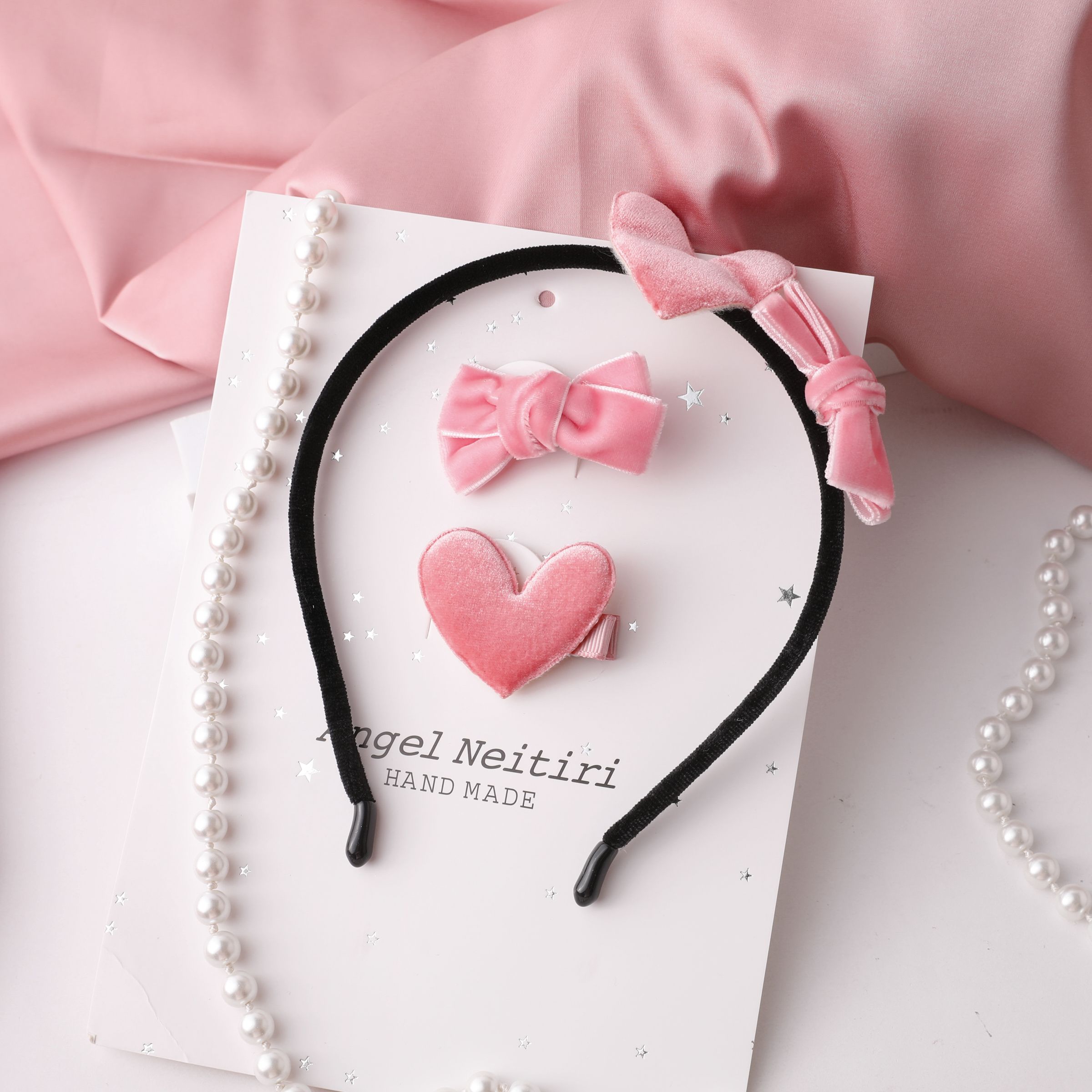 2-pieces Toddler/kids Love Bow Hairpin Hairband Set