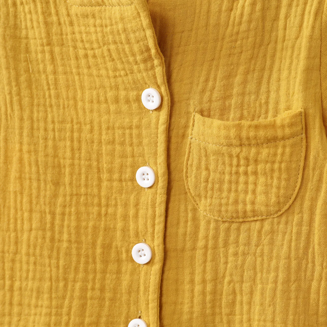 2件 嬰兒 男 襟貼 休閒 短袖 嬰兒套裝 黃色 big image 1