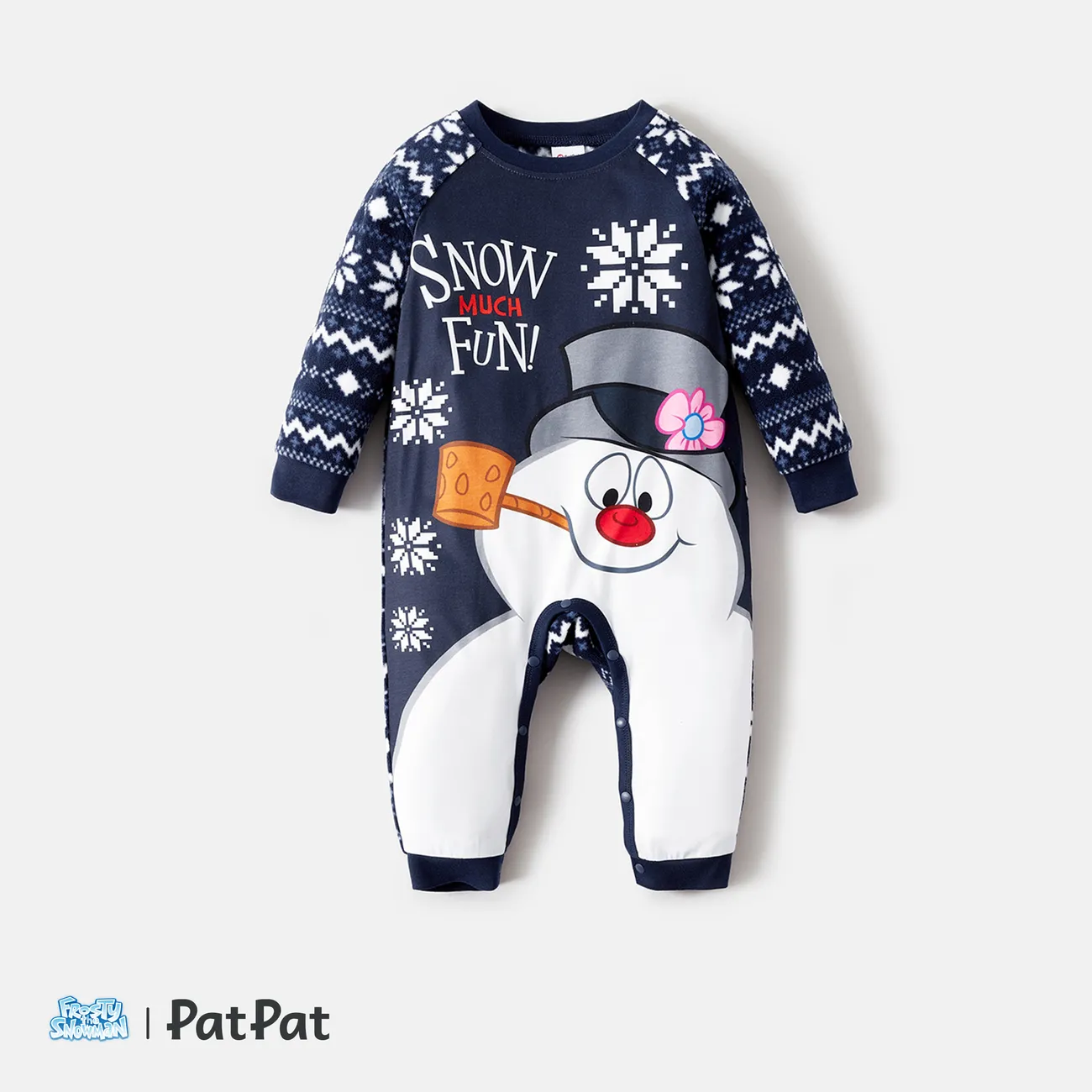 Frosty The Snowman Natal Look de família Manga comprida Conjuntos de roupa para a família Pijamas (Flame Resistant) Azul Claro big image 1