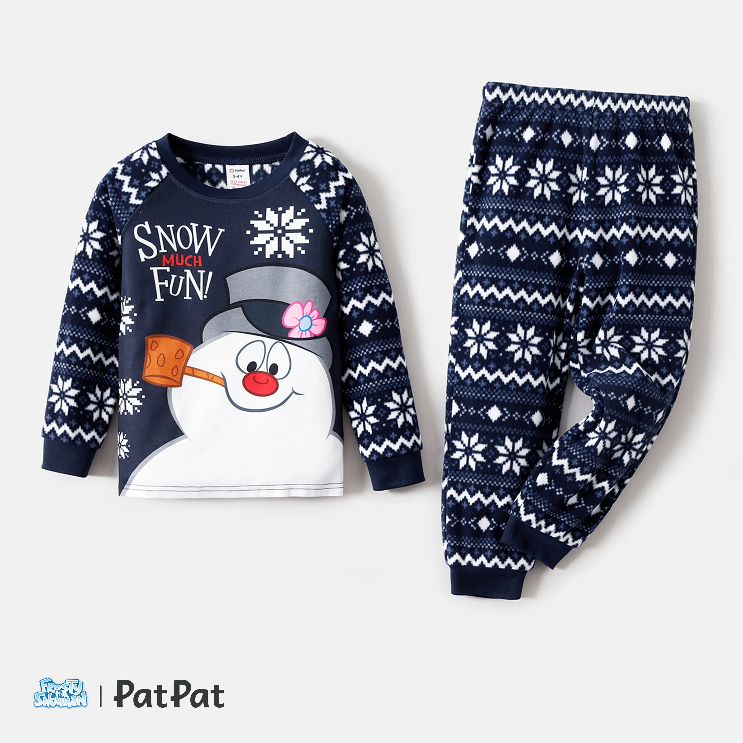 Frosty The Snowman Family Matching Noël Bonhomme De Neige Graphique Allover Snowflake Print Polar Fleece Raglan-sleeve Ensembles De Pyjamas (résistant