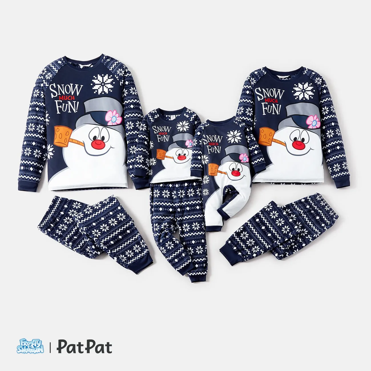 Frosty The Snowman Weihnachten Familien-Looks Langärmelig Familien-Outfits Pyjamas (Flame Resistant) hellblau big image 1