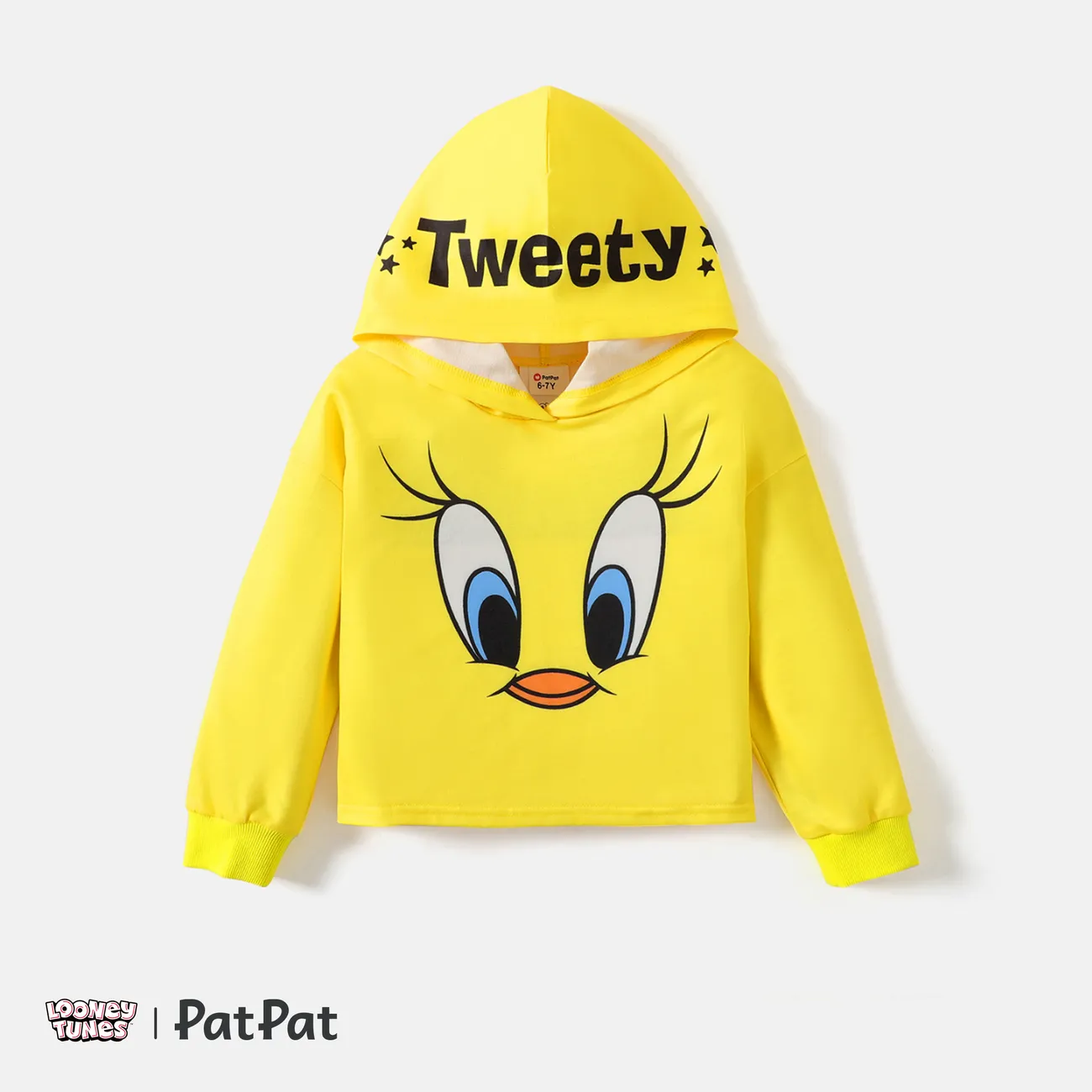 Looney Tunes Kid Girl Tweety Print Hoodie Sweatshirt Yellow big image 1