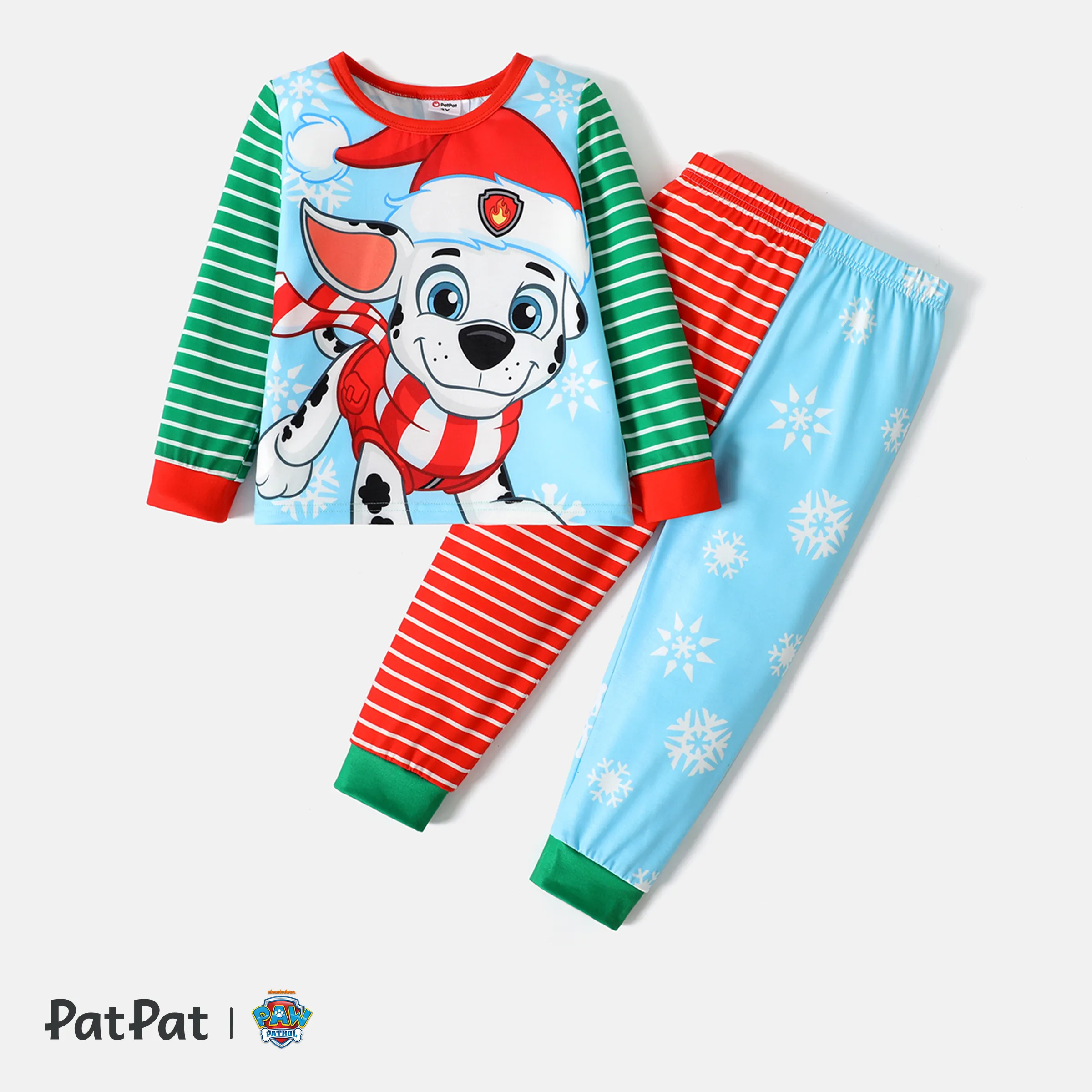 

PAW Patrol 2pcs 2pcs Toddler Boy/Girl Christmas Striped Colorblock Long-sleeve Tee and Pants Set