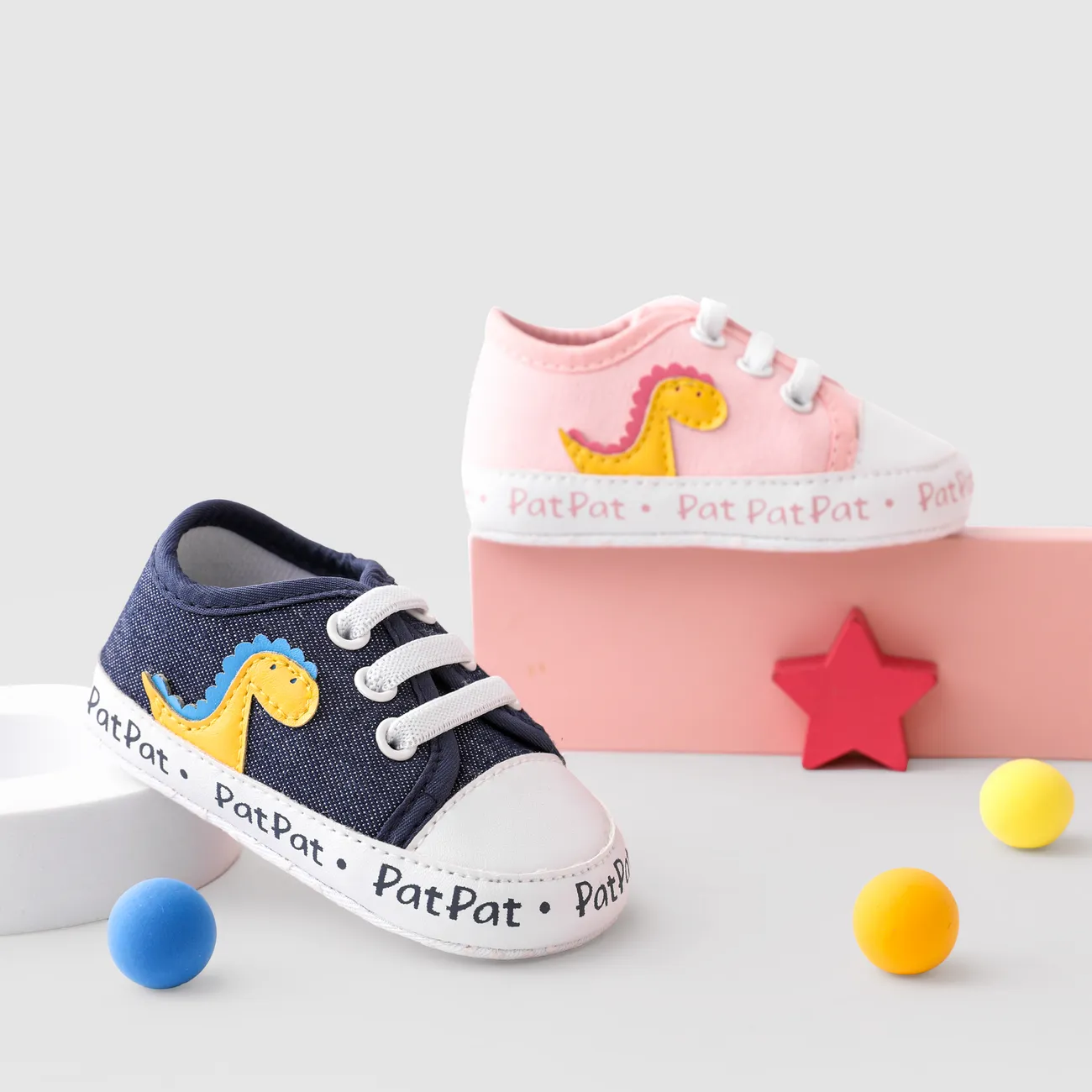 Baby Girl/Boy Casual Fabric Stitching Dinosaur Pattern Design Shoes DENIMBLUE big image 1