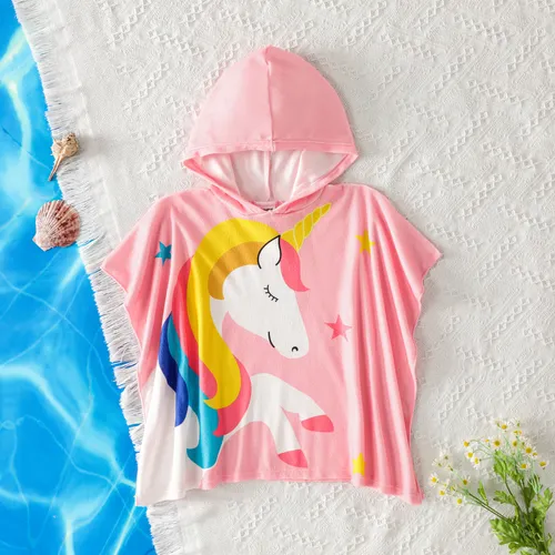 Traje de baño unicornio con capucha para niñas - Poliéster Spandex Loose Fit