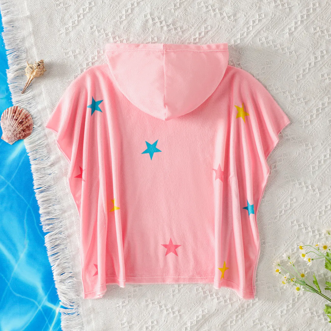 Toddler Girl Unicorn Hooded Loose Fit Swimsuit  Pink big image 1