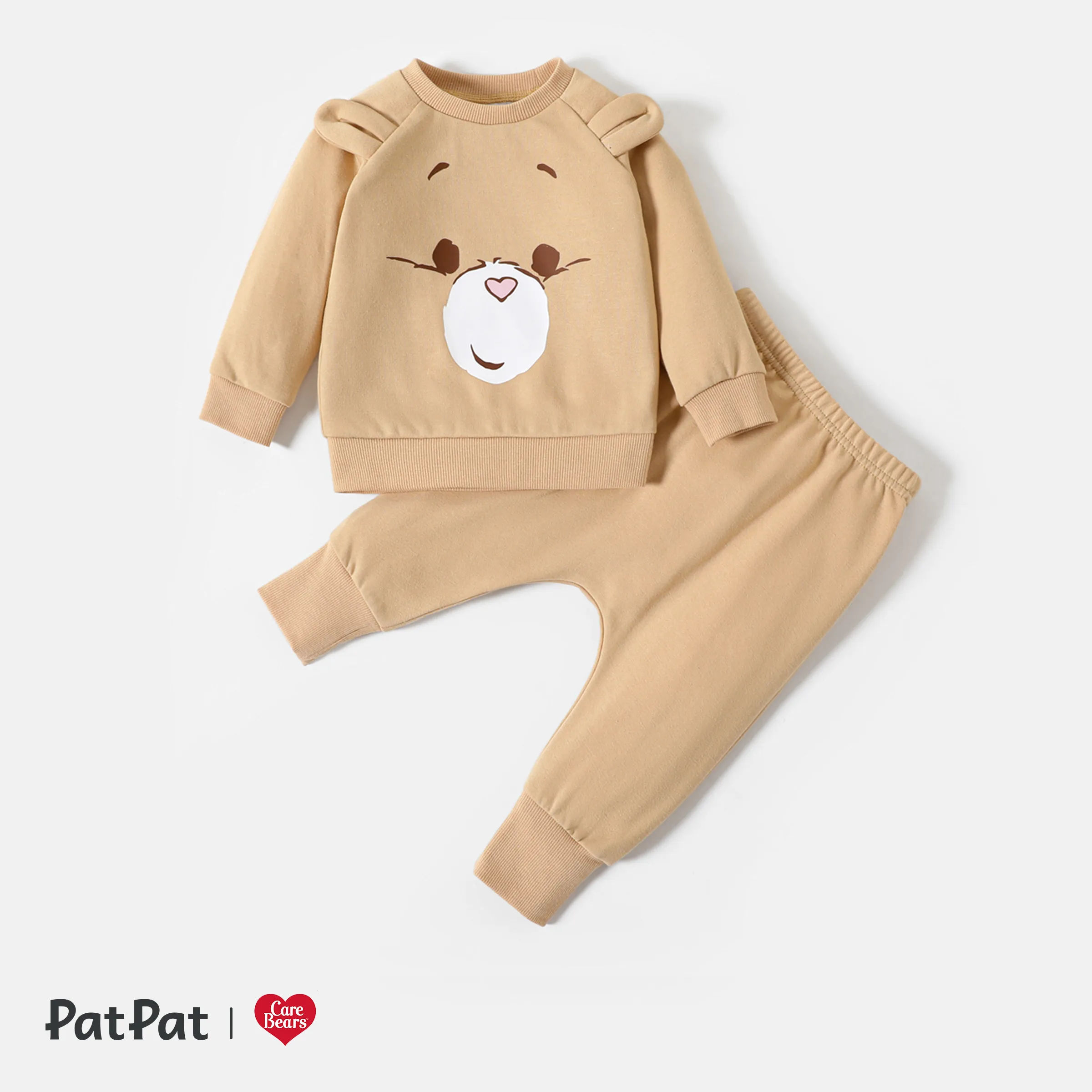 Care Bears 2pcs Baby Boy/Girl Bear Ears Detail Long-sleeve Graphic Sweatshirt And Sweatpants Set