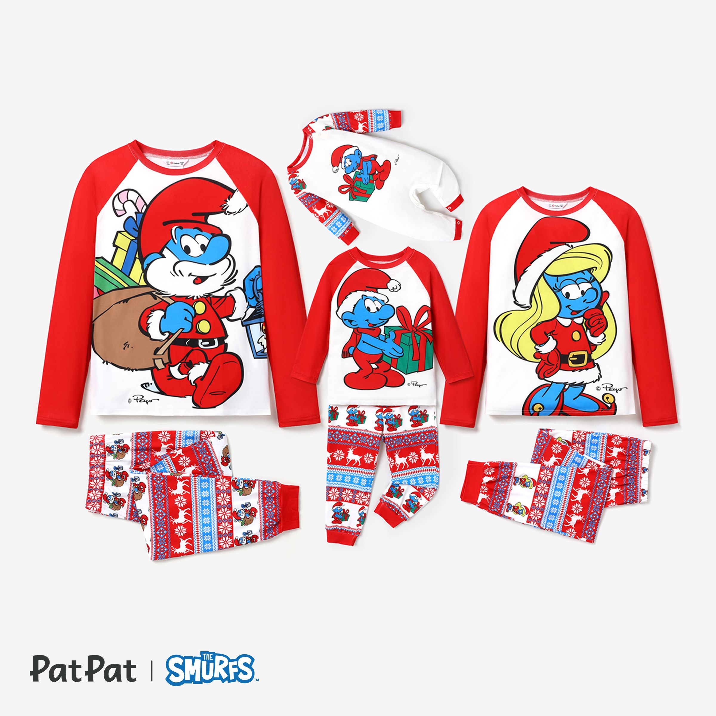 Smurfs 2-piece Kid Girl Christmas Big Graphic Top and Allover Pants Set(Flame resistant)
