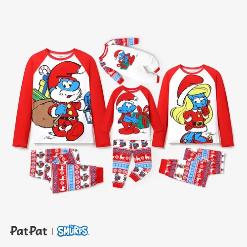 Os Smurfs Natal Look de família Manga comprida Conjuntos de roupa para a família Pijamas (Flame Resistant)