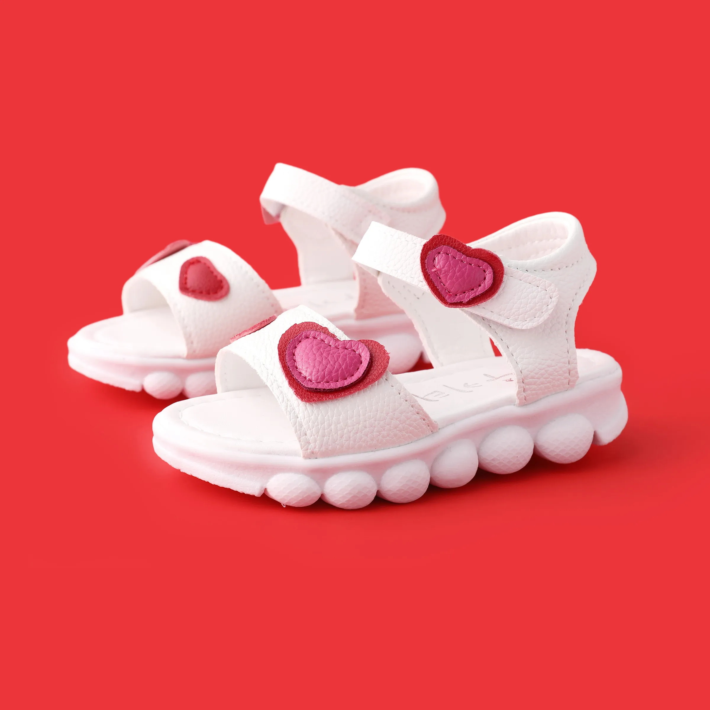 Toddler/Kids Girl Heart-shaped Fabric Stitching Velcro Sandals