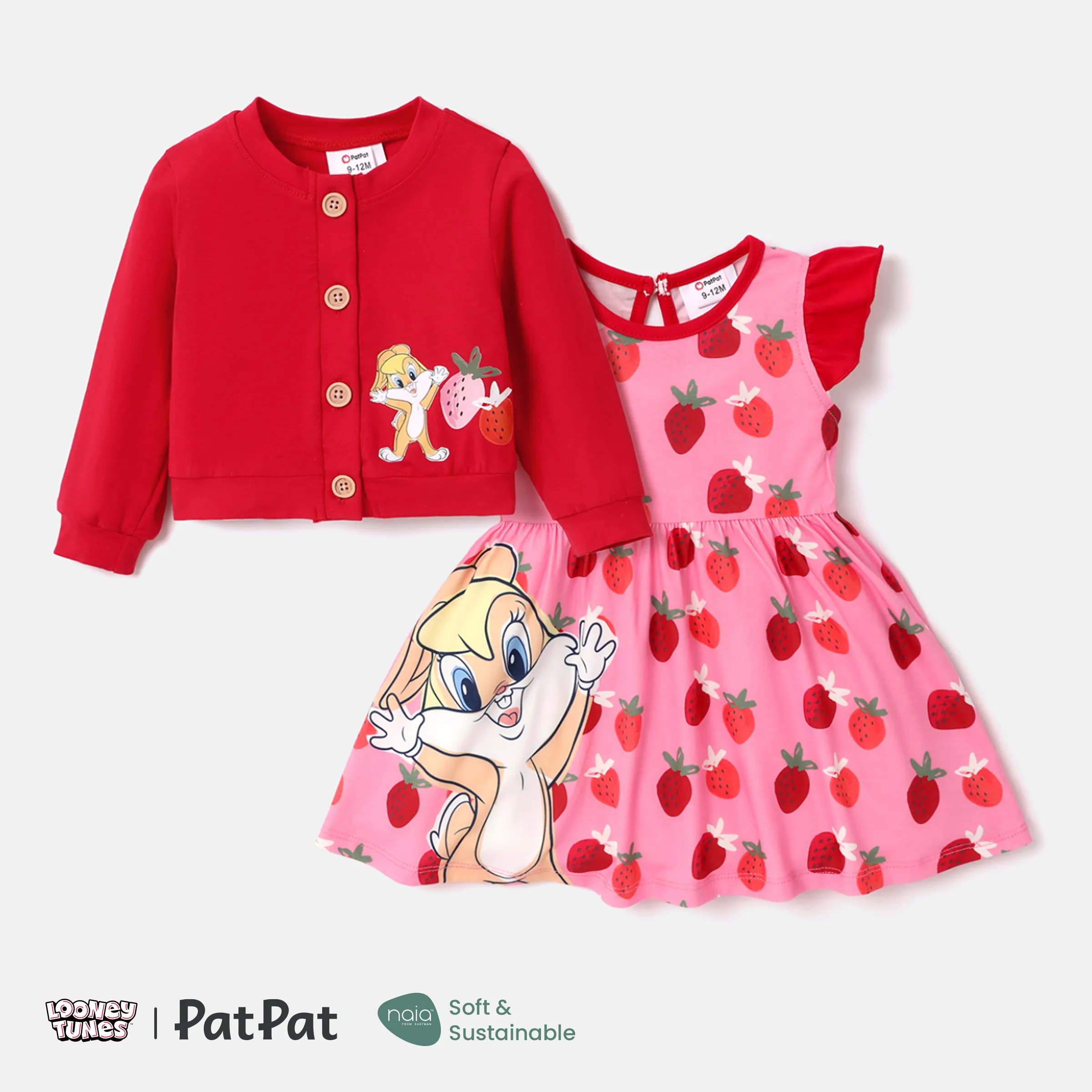 

Looney Tunes Baby Girl 2pcs Naia™ Flutter-sleeve Dress and Button Up Jacket Set