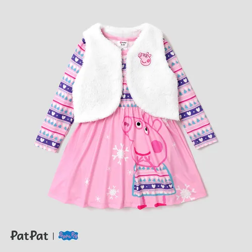 Peppa Pig Toddler Girl Snowflake Pattern Plush Vest or Dress 