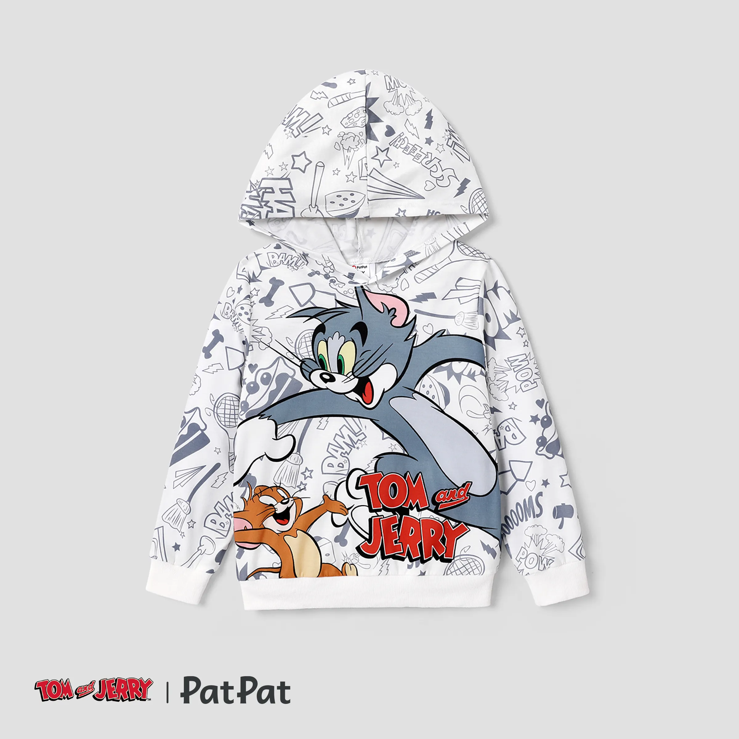 Tom and Jerry Kid Boy Character Print Hooded Sweatshirt