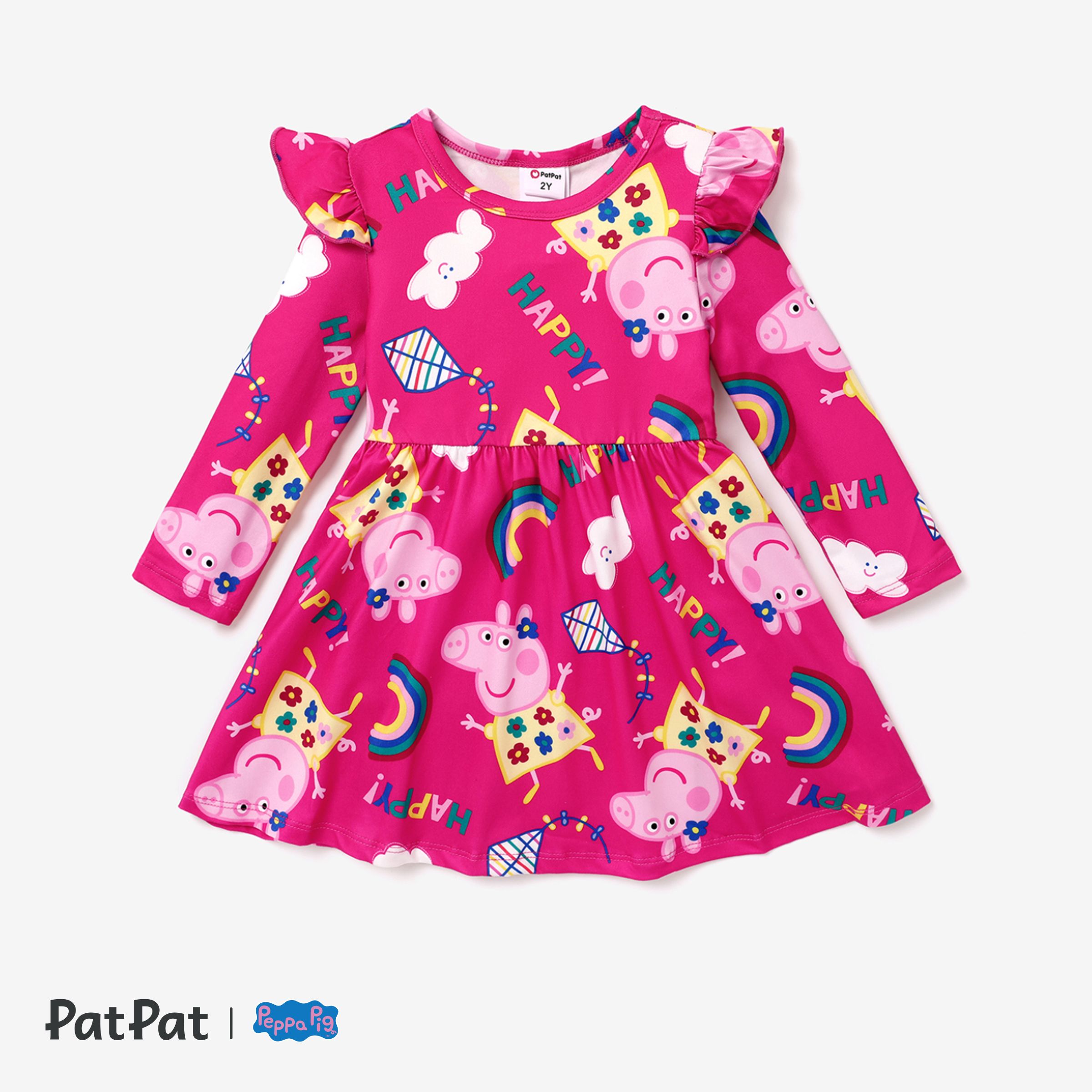 Peppa Pig Toddler Girl Character Print Flutter-sleeve Dresses