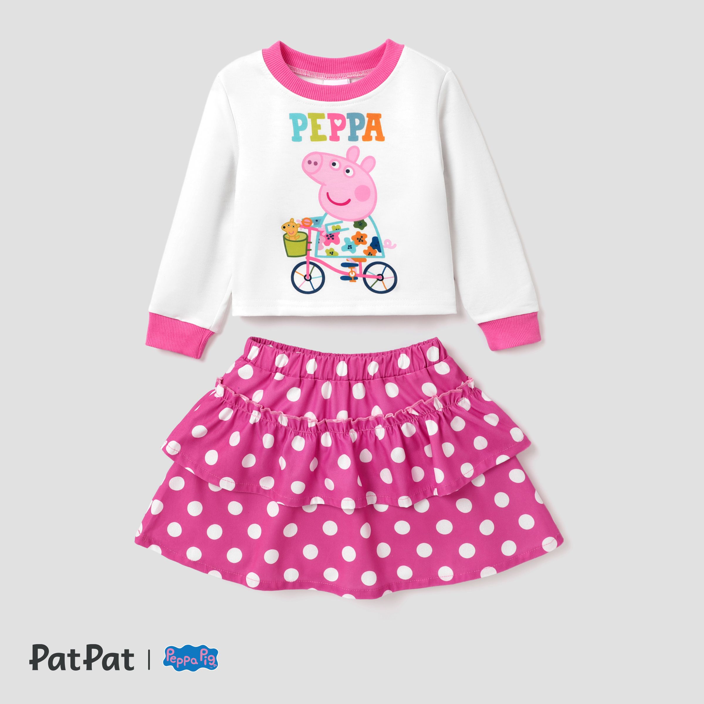 

Peppa Pig 2pcs Toddler GIrl Fun Time Top and Dotted Skirt Set