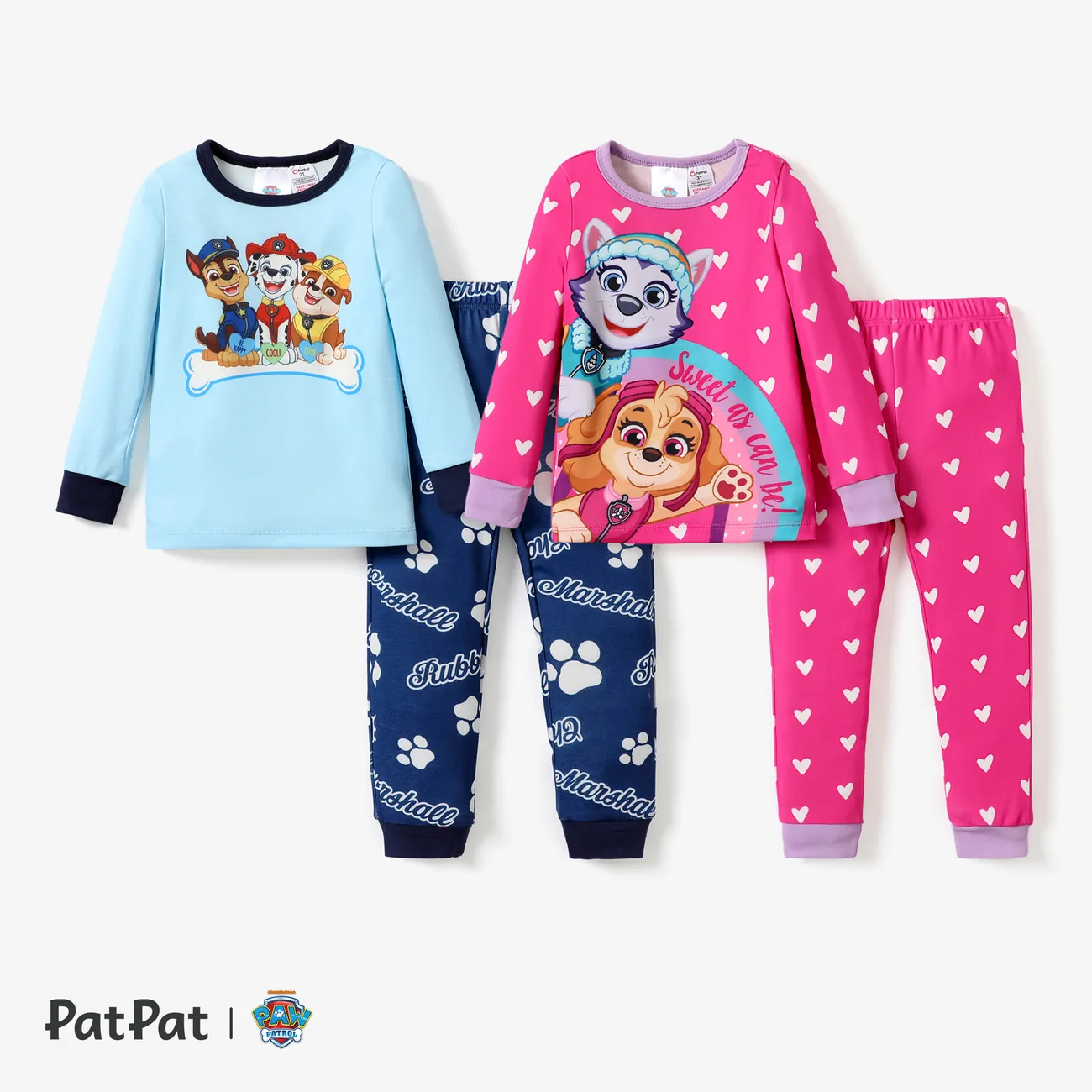 PAW Patrol 2pcs Toddler/Kid Girl/Boy Childlike Character Tight Pajama Set Pink big image 1