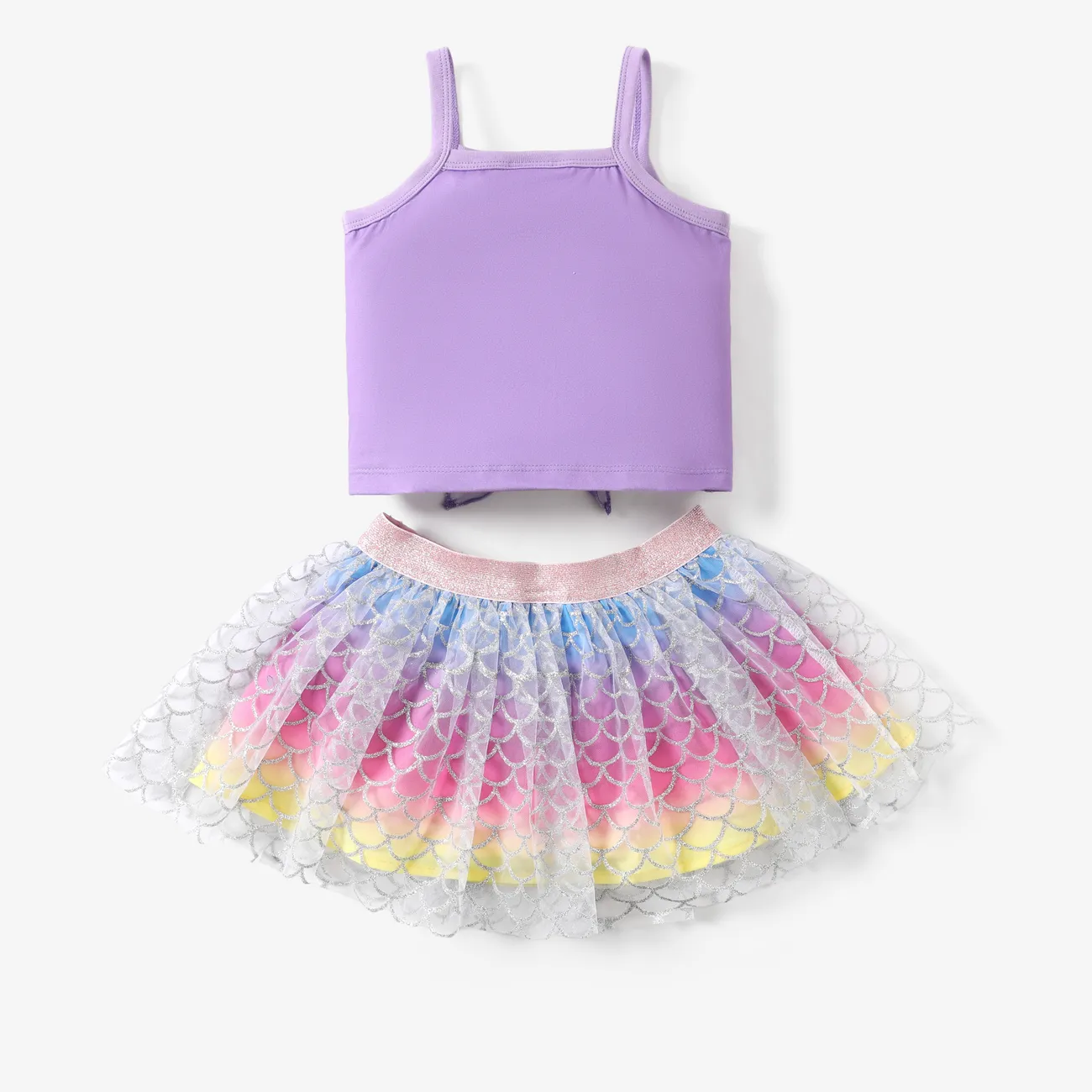 Barbie 2pcs Toddler Girls Mermaid Rainbow Mesh Dress Set

 Multi-color big image 1