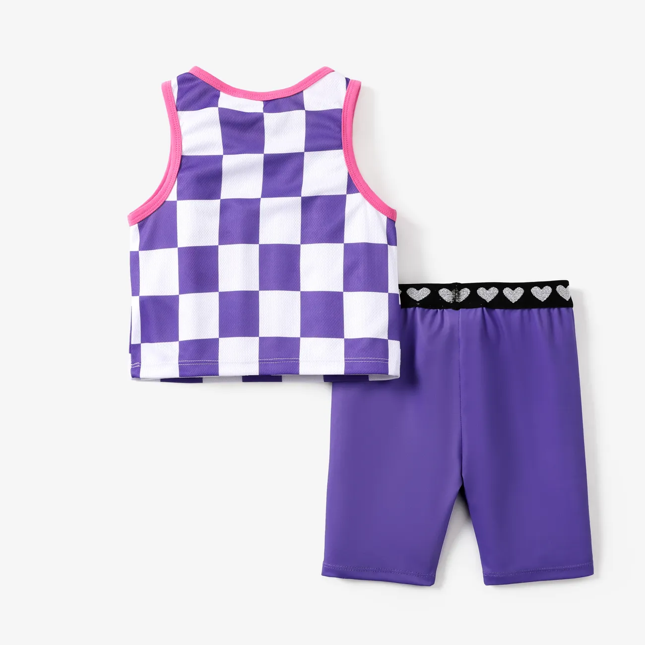 迪士尼米奇和朋友們 2 件裝幼兒/小女孩將死網格圖案運動背心和緊身褲套裝 紫色 big image 1