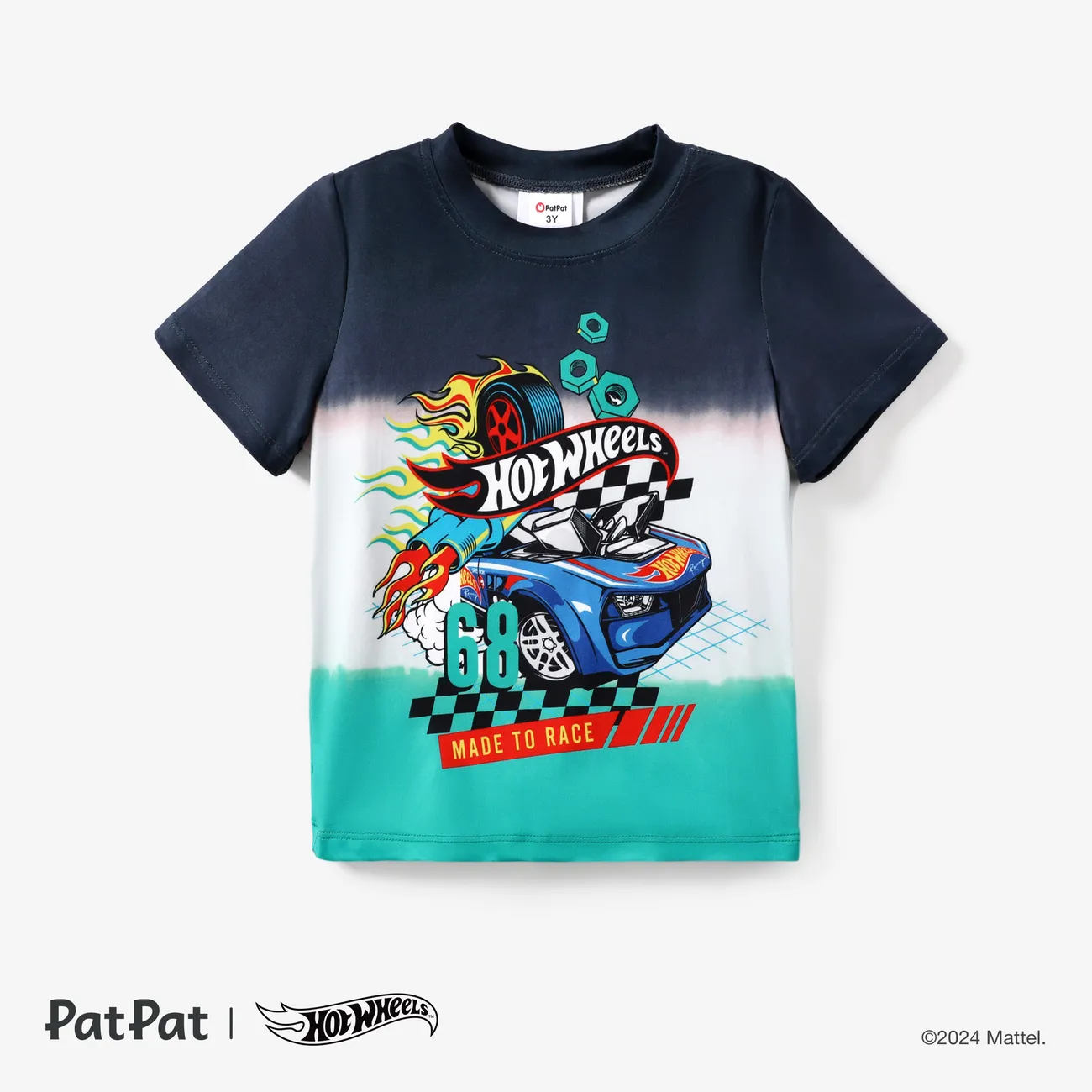 Hot Wheels 1 pz Bambino/Bambini Ragazzo Flamming Pneumatico Logo T-shirt/Pantaloncini Di Jeans Verde big image 1