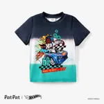 Hot Wheels 1pc Toddler/Kids Boy Flamming Tire Logo T-shirt/Denim Shorts Green