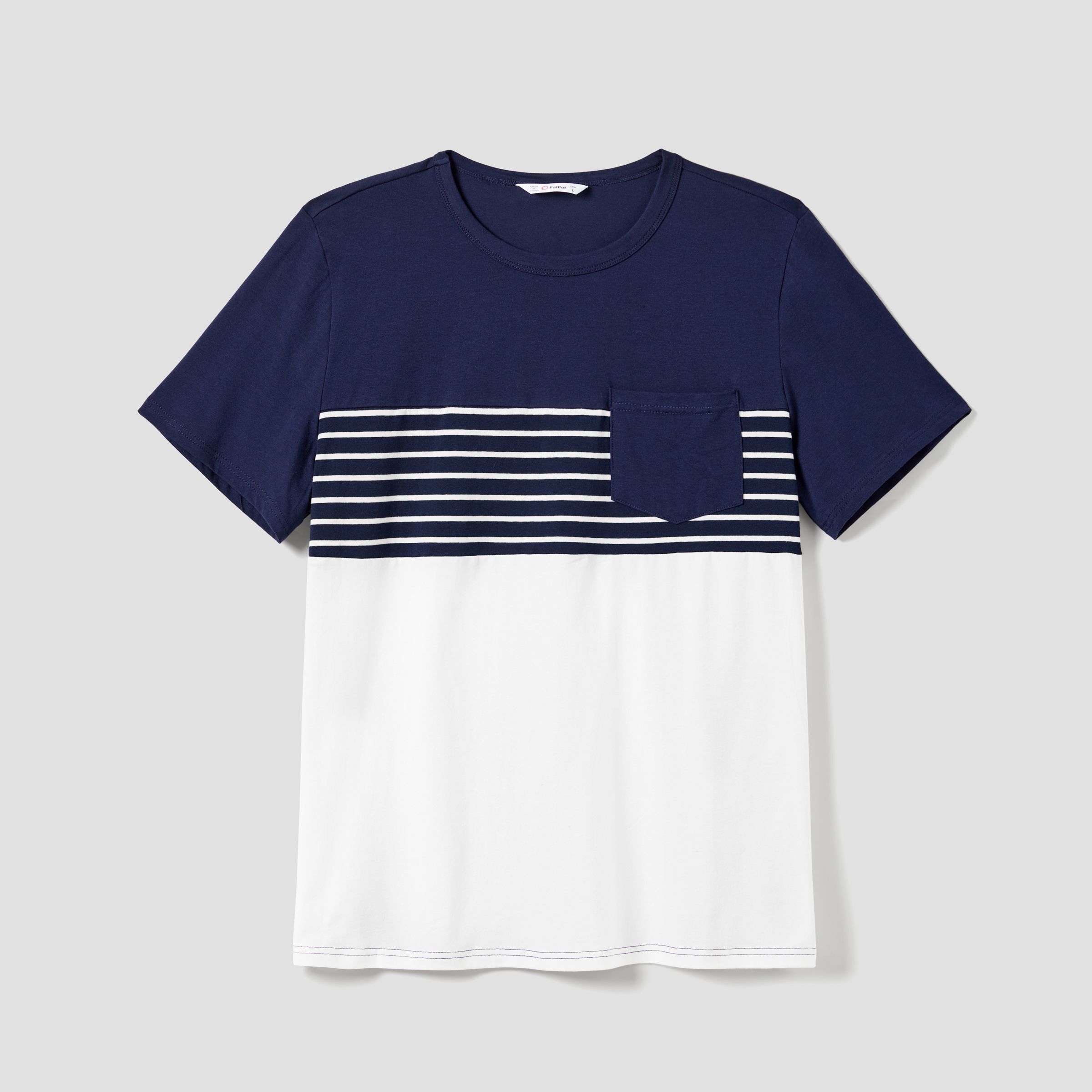 Family Matching Color Block Tee And Stripe Bodycon Strap Dress Sets