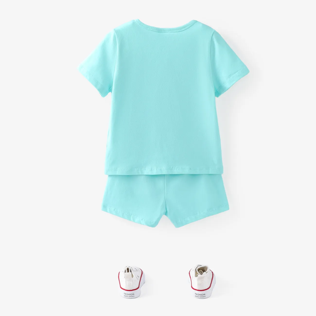 Toddler Boy/Girl 2pcs Rainbow Print Tee and Shorts Set Green big image 1
