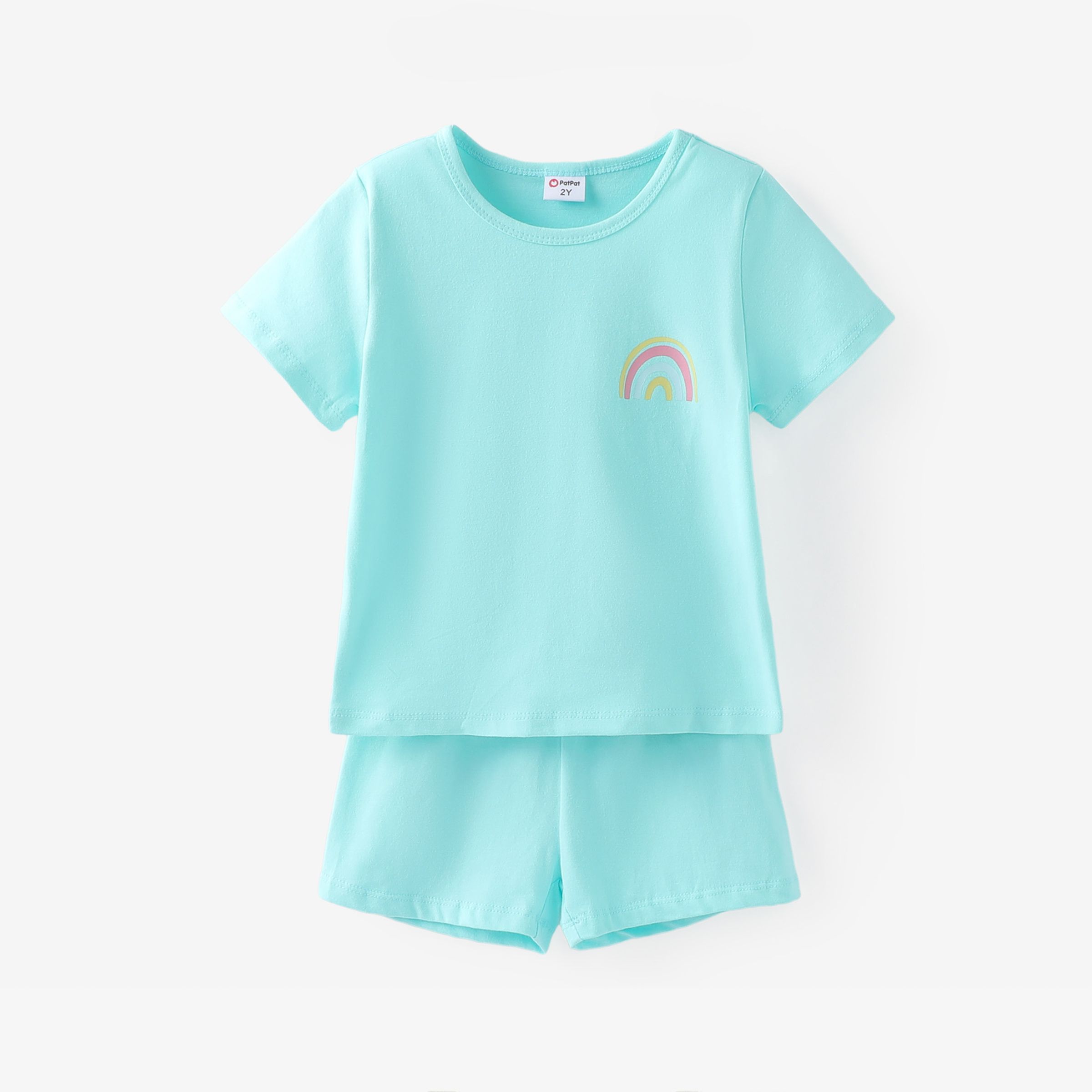 Toddler Boy/Girl 2pcs Rainbow Print Tee And Shorts Set/ Canvas Shoes