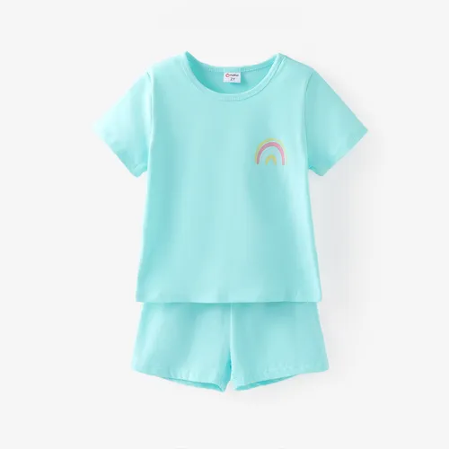 Toddler Boy/Girl 2pcs Rainbow Print Tee and Shorts Set