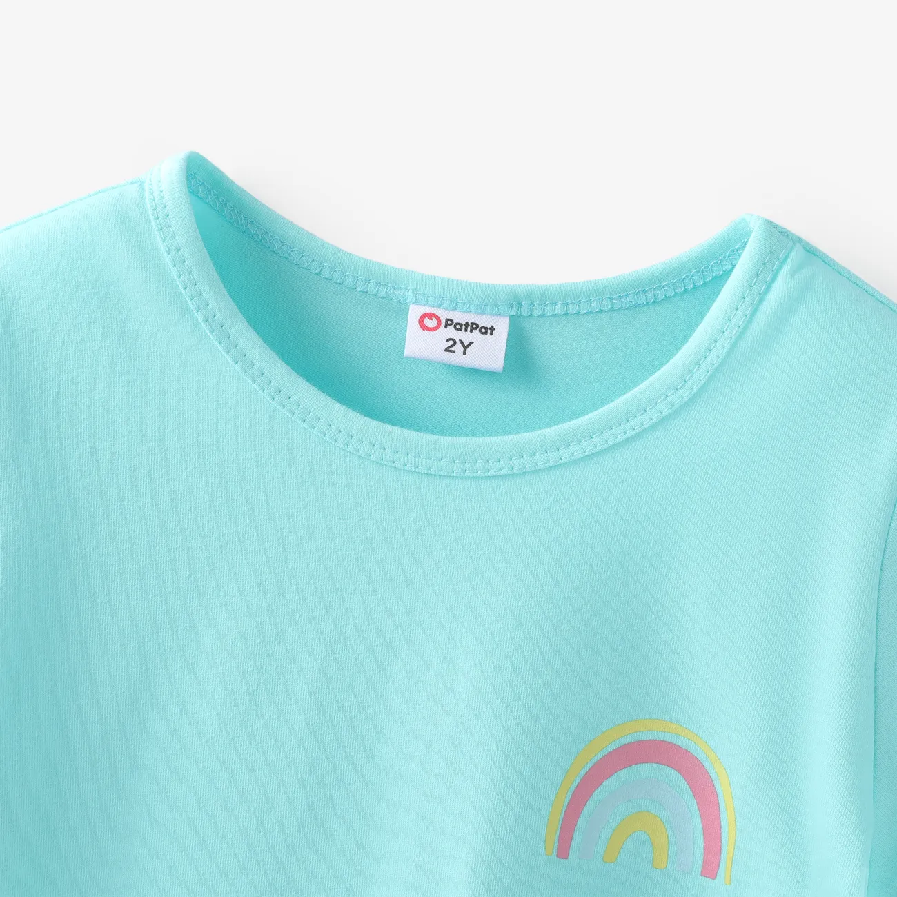 Toddler Boy/Girl 2pcs Rainbow Print Tee and Shorts Set Green big image 1