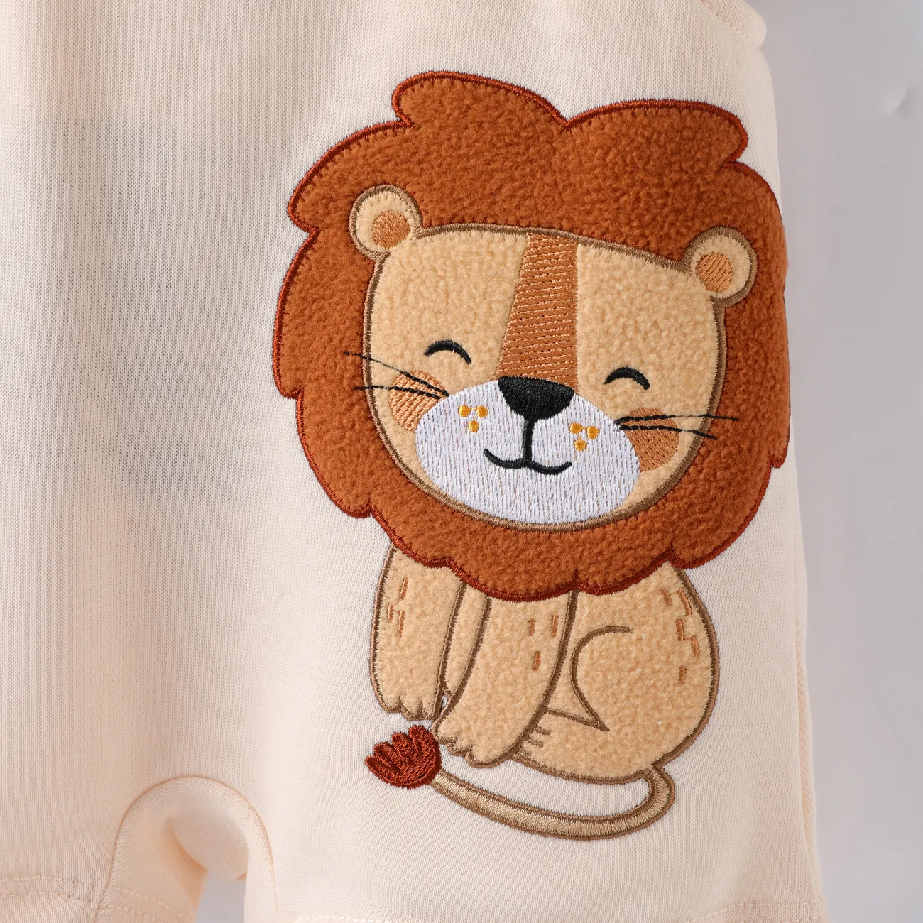 Baby Junge 2pcs Streifenmuster T-Shirt und Löwendruck Overall Shorts Set / Sandalen khaki big image 1