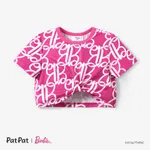Barbie 1pc Toddler/Kids Girls Alphabet Print Short-sleeve T-Shirt
 Roseo