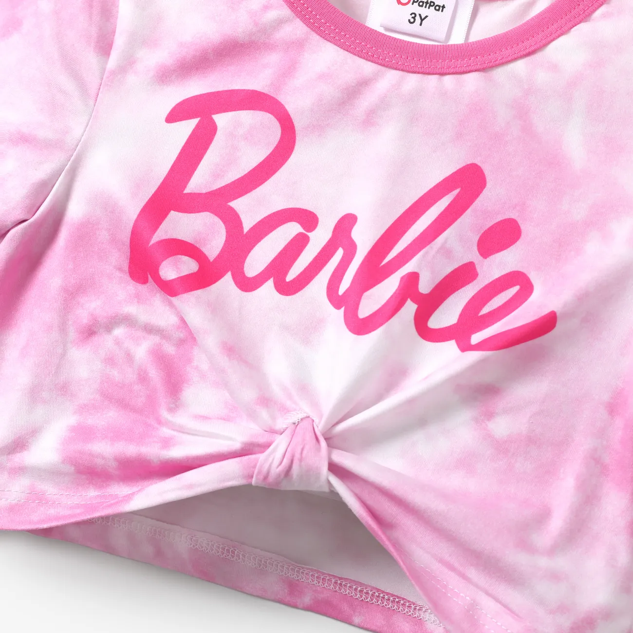 芭比娃娃 1 件幼兒/兒童女孩字母印花短袖 T 恤
 粉色 big image 1