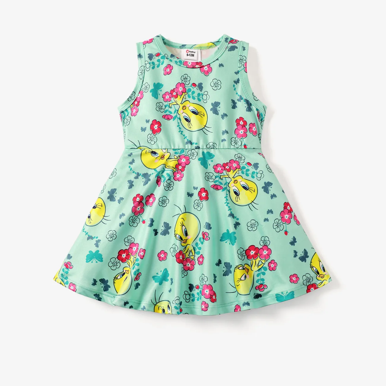 Looney Tunes 1pc Baby Girls Character Print Floral/Strawbeery Dress
 Green big image 1