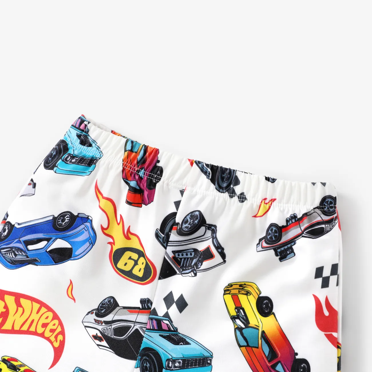 Hot Wheels Toddler Boy 2pcs Printed Grid vest + car full printed pants suit BlackandWhite big image 1