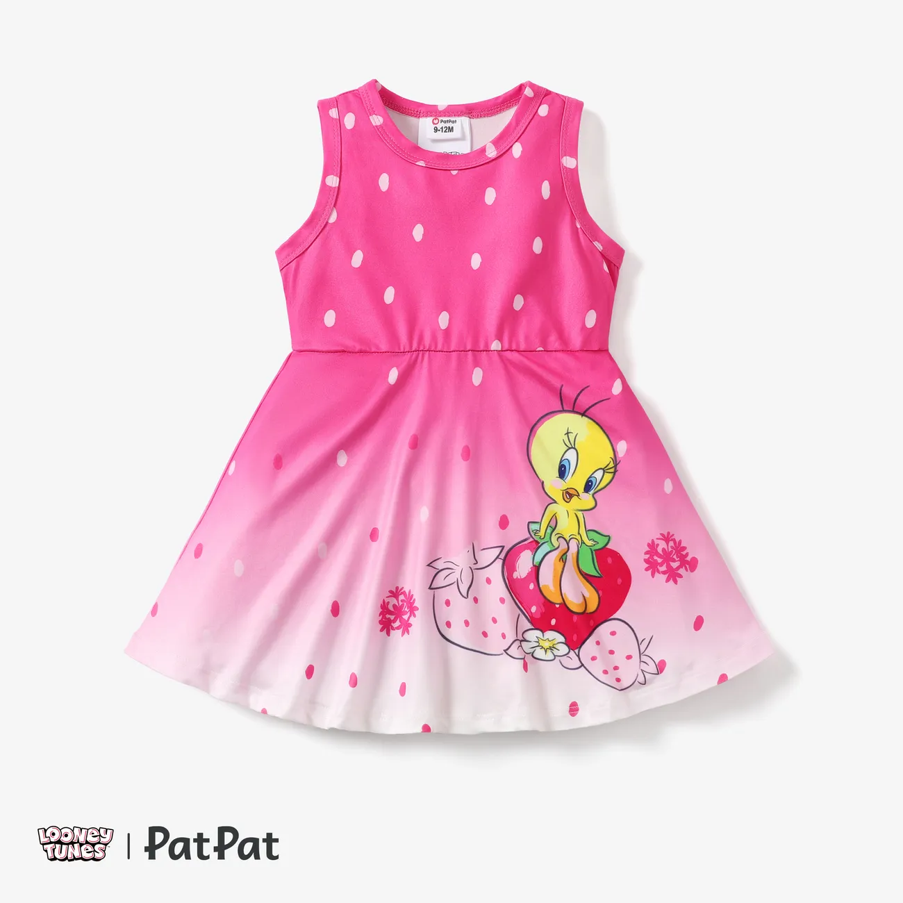 Looney Tunes 1pc Baby Girls Character Print Floral/Strawbeery Dress
 Pink big image 1