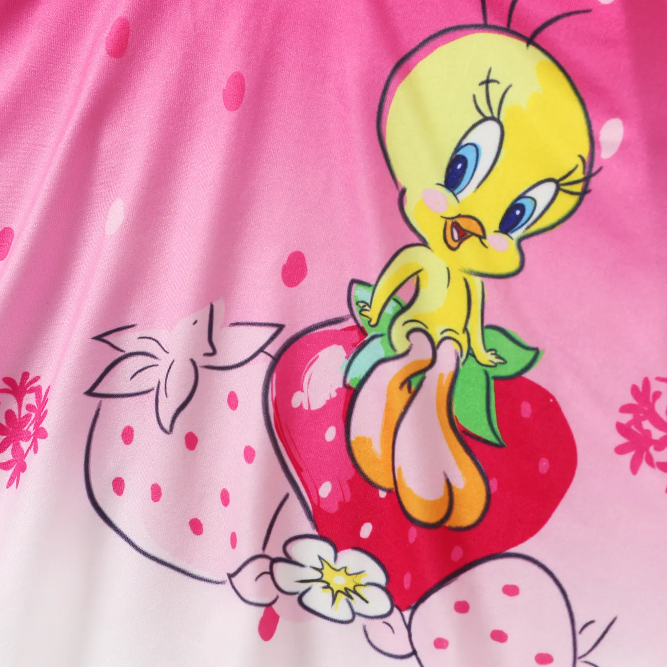 Looney Tunes 1pc Baby Girls Character Print Floral/Strawbeery Dress
 Pink big image 1