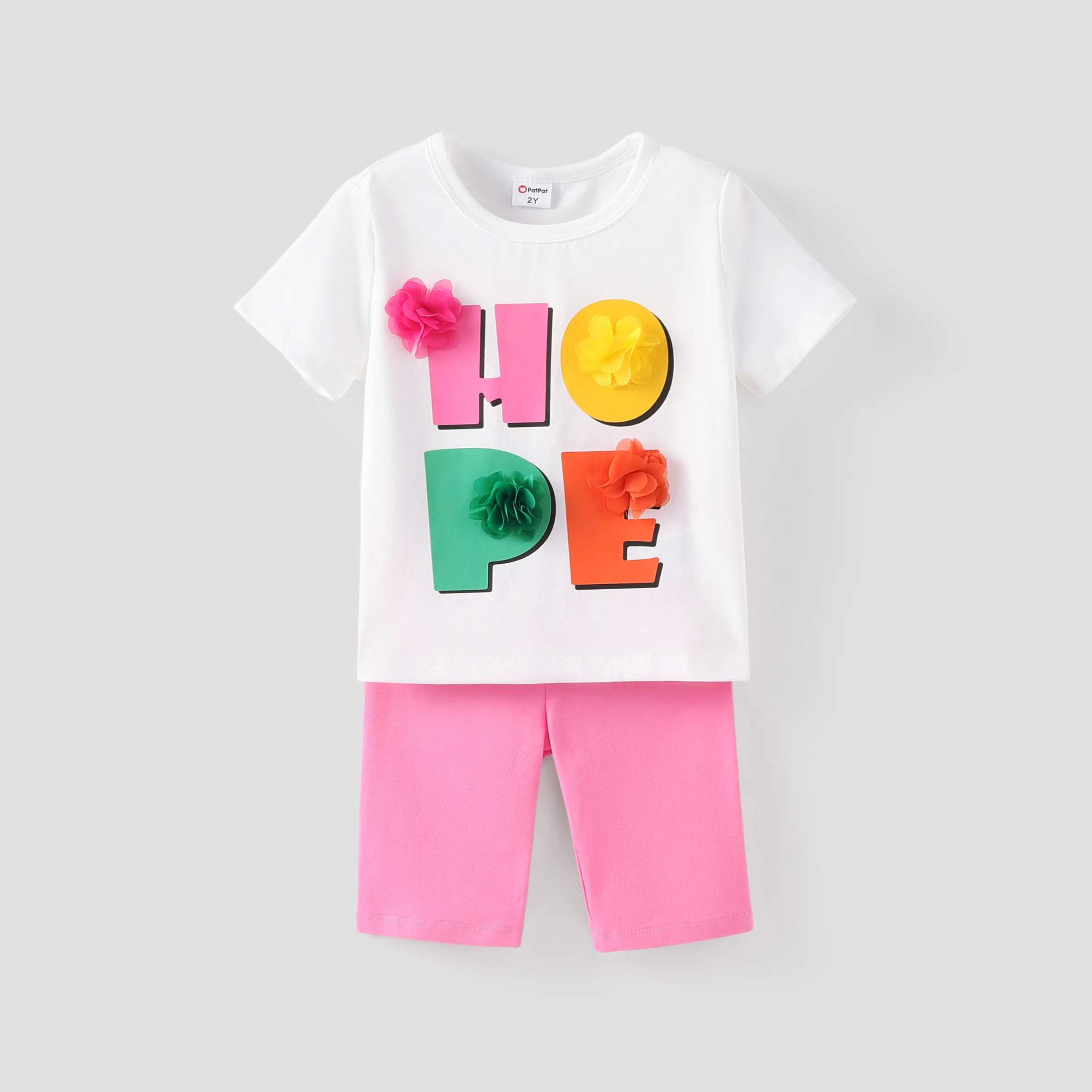 Toddler Girl 2pcs Letter Print Tee And Shorts Set