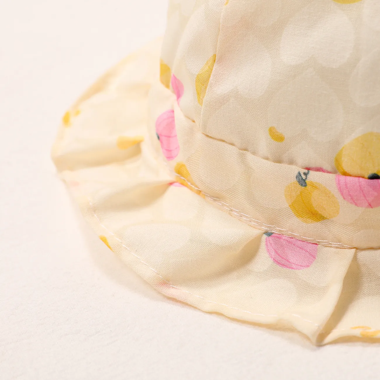 春秋印花嬰兒漁夫帽，防曬棉質 黃色 big image 1