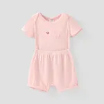 Baby Boy/Girl 2pcs Letter Print Romper and Shorts Set Pink