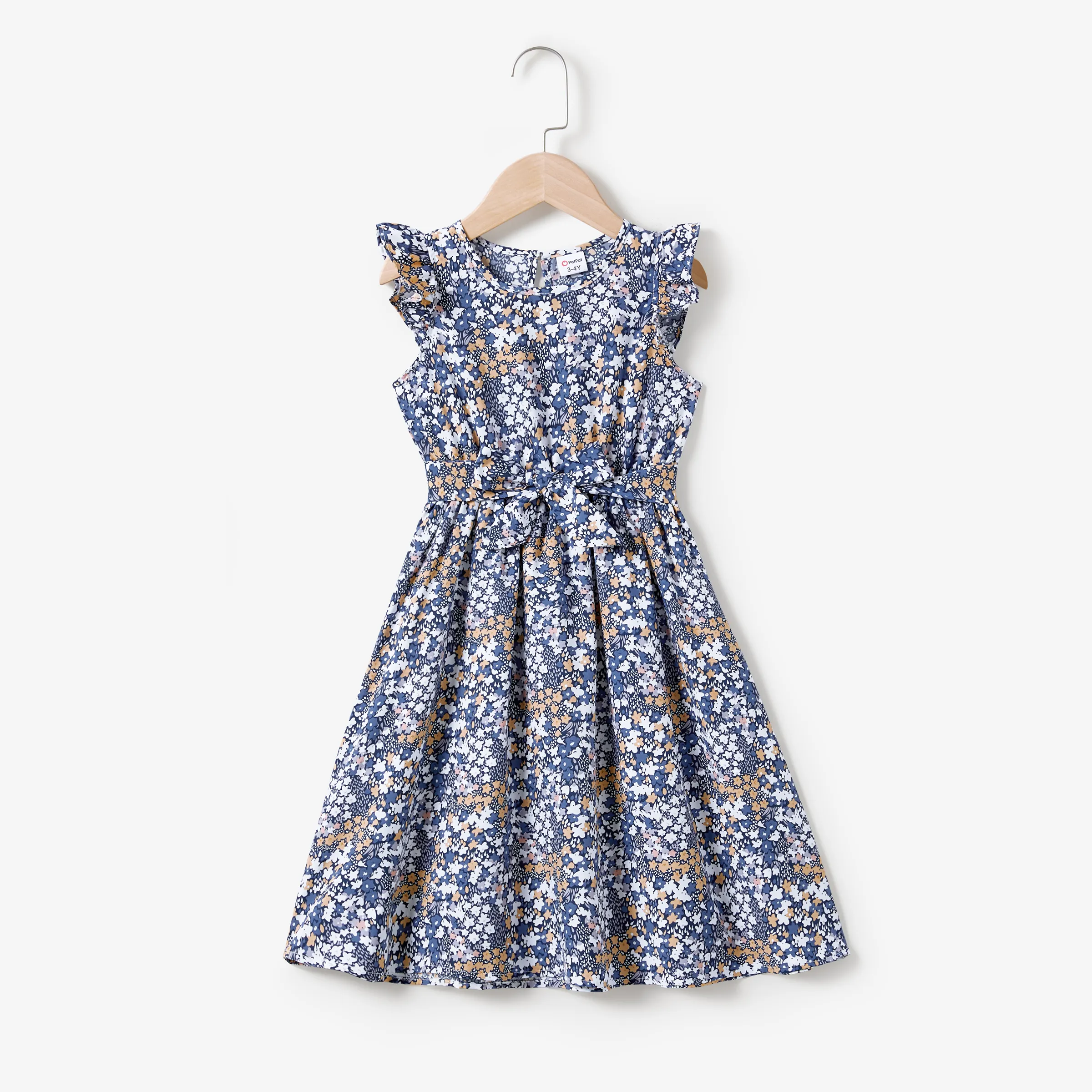 Mommy and Me Ditsy Floral V-Neck Concealed Button A-Line Dresses