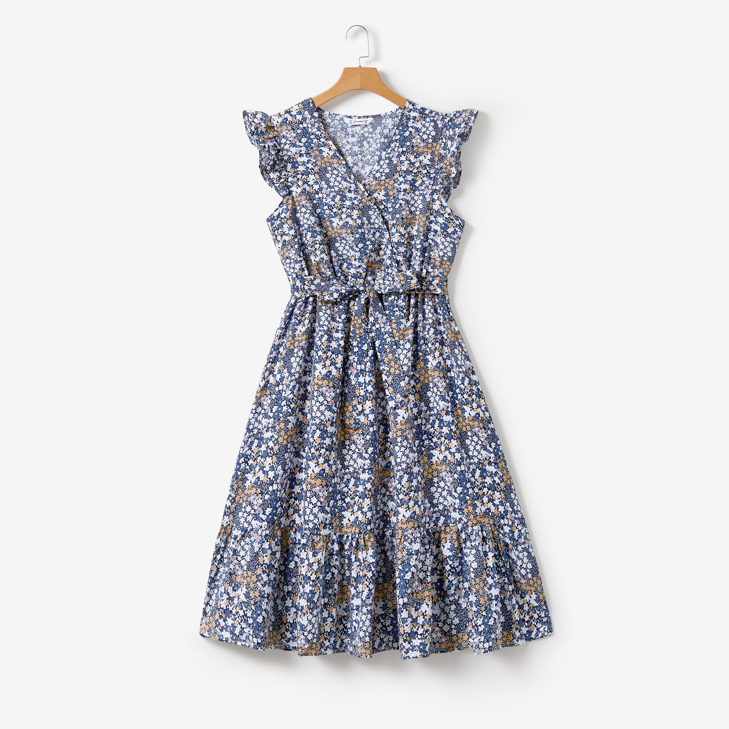 

Mommy and Me Ditsy Floral V-Neck Concealed Button A-Line Dresses