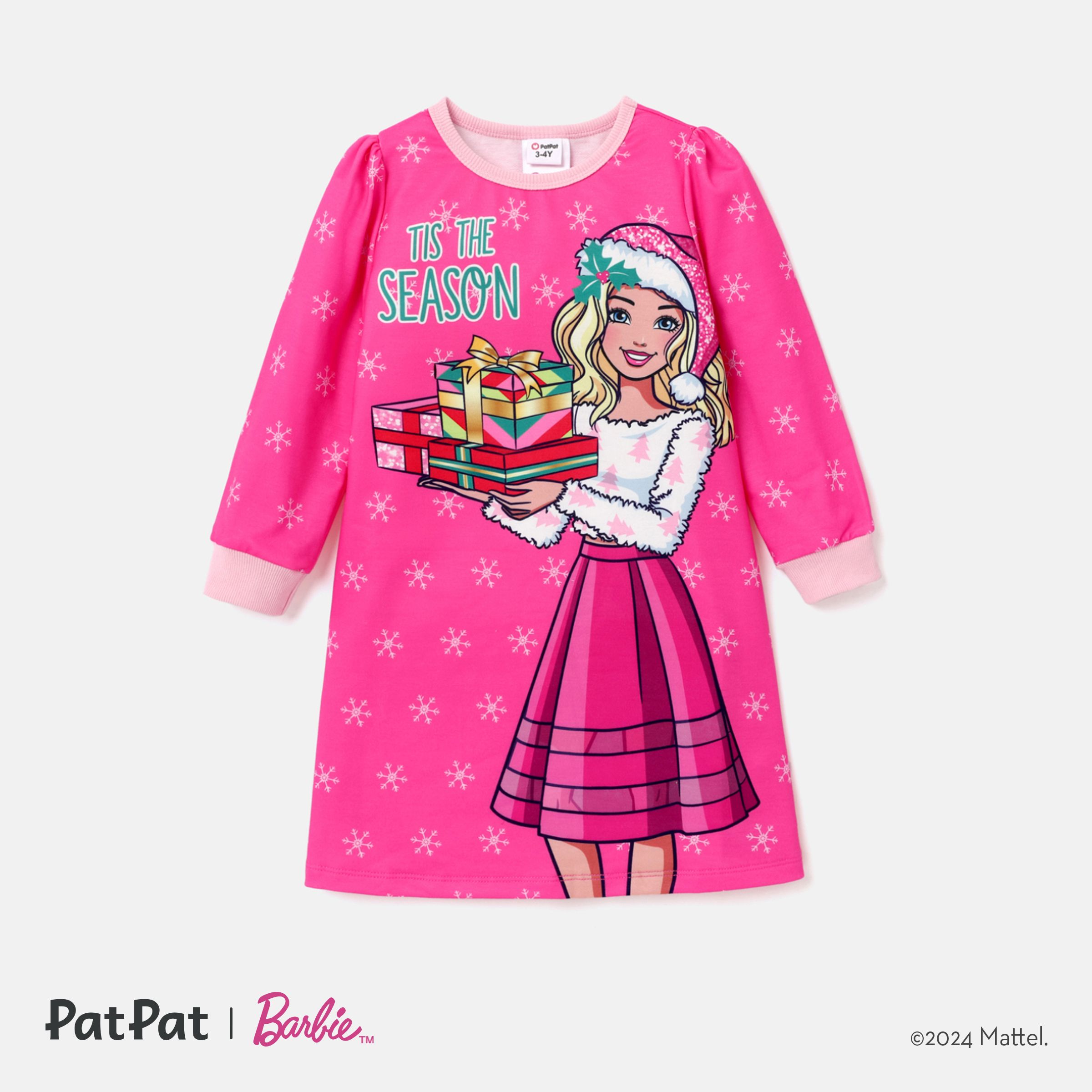 Barbie Toddler Girl Noël Snowflake Print Robe à Manches Longues